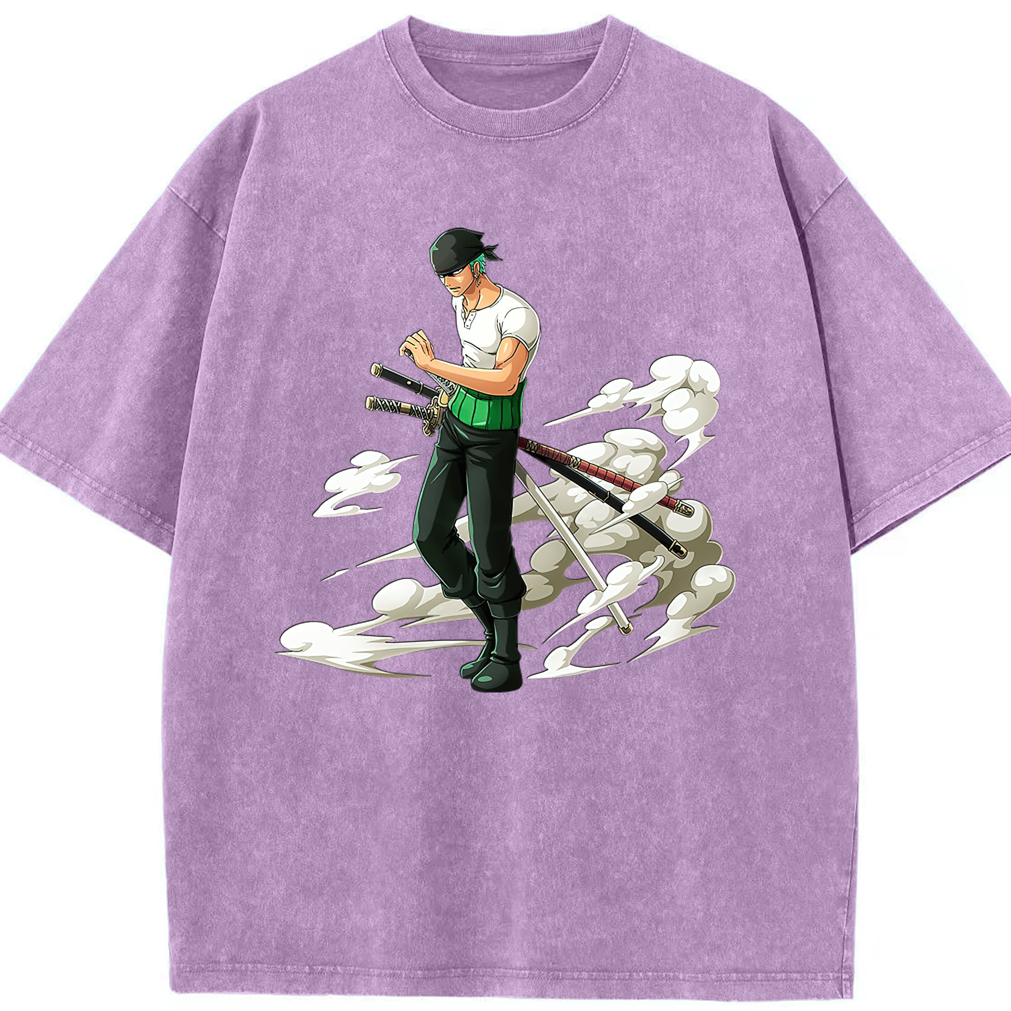ワンピース ロロノア・ゾロ ONE PIECE Roronoa Zoro 綿100% ヴィンテージ風 半袖Tシャツ（フロントプリント）
