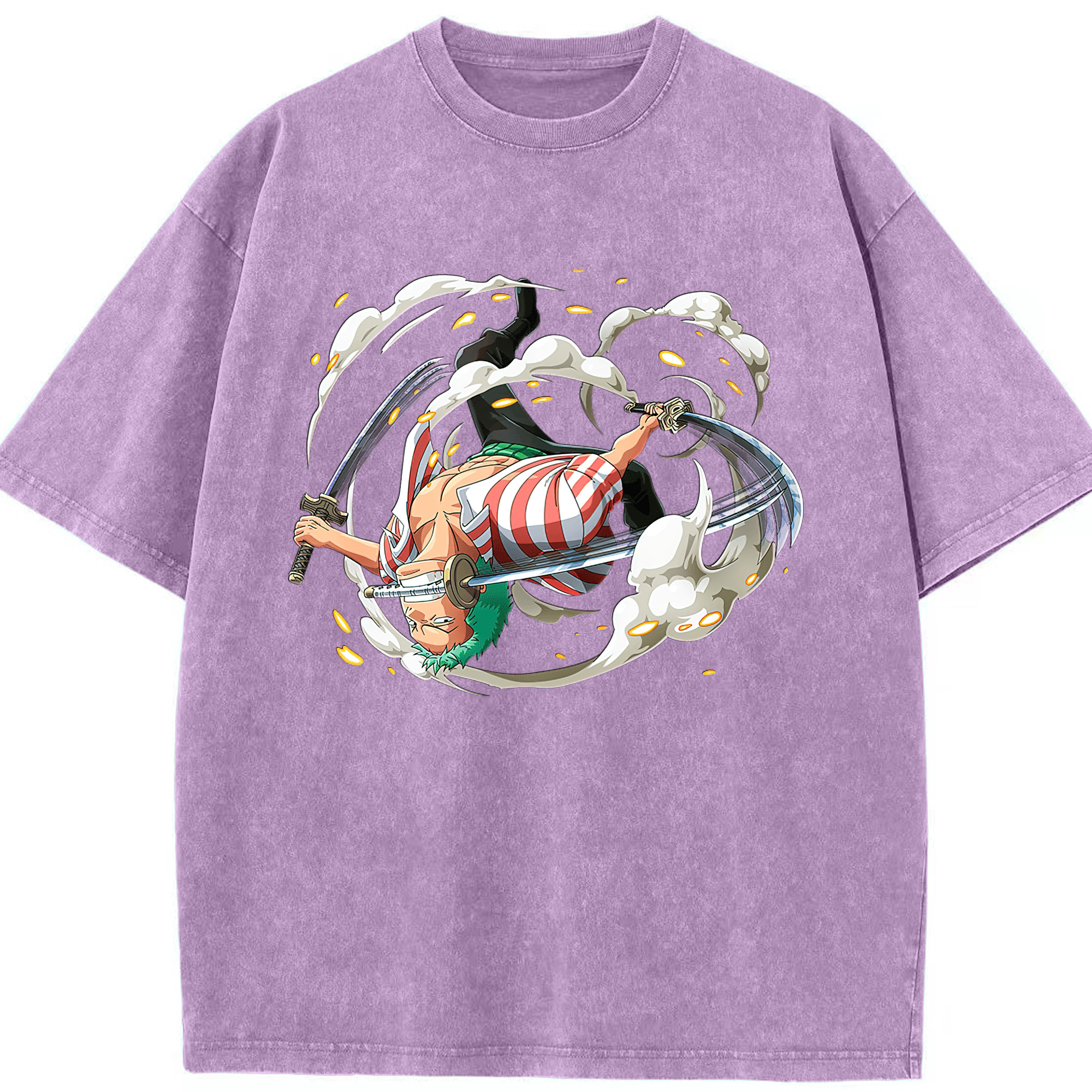 ワンピース ロロノア・ゾロ ONE PIECE Roronoa Zoro 綿100% ヴィンテージ風 半袖Tシャツ（フロントプリント）