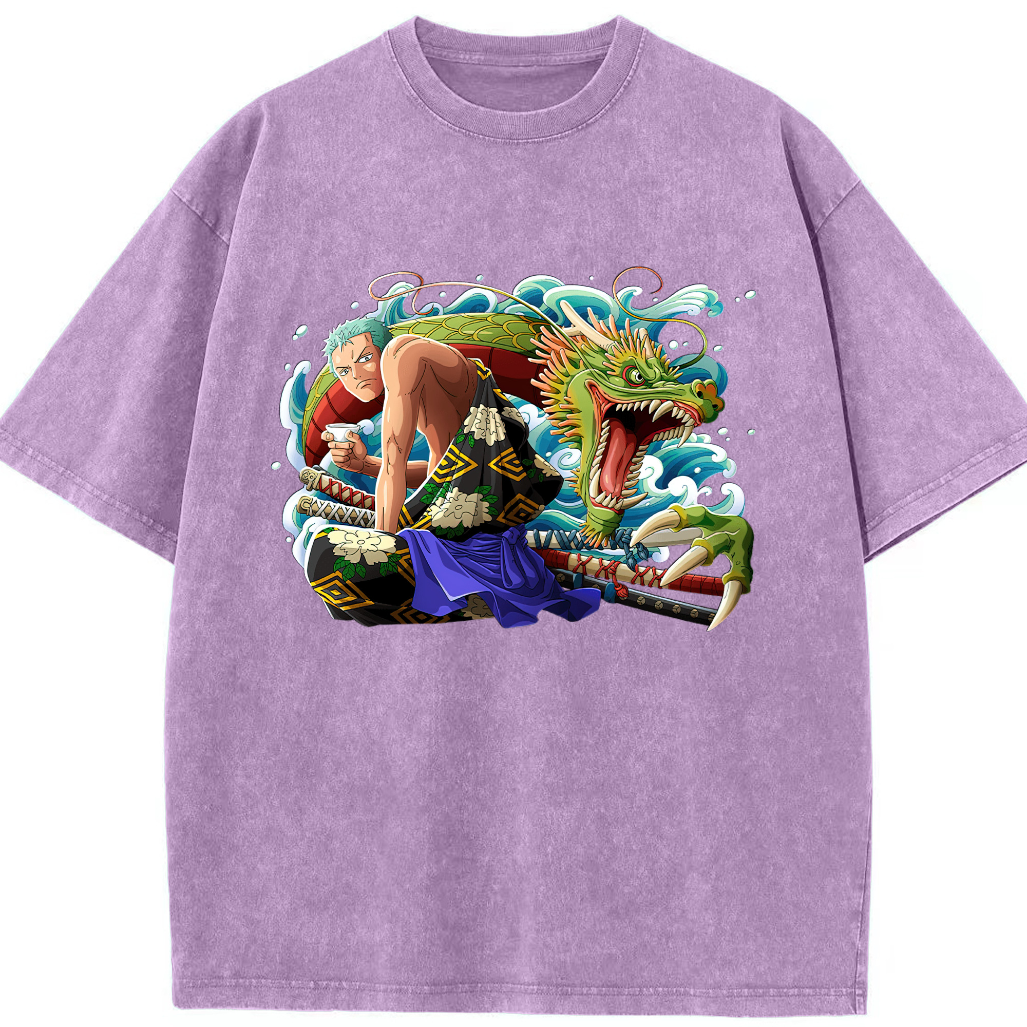 ワンピース ロロノア・ゾロ ONE PIECE Roronoa Zoro 綿100% ヴィンテージ風 半袖Tシャツ（フロントプリント）