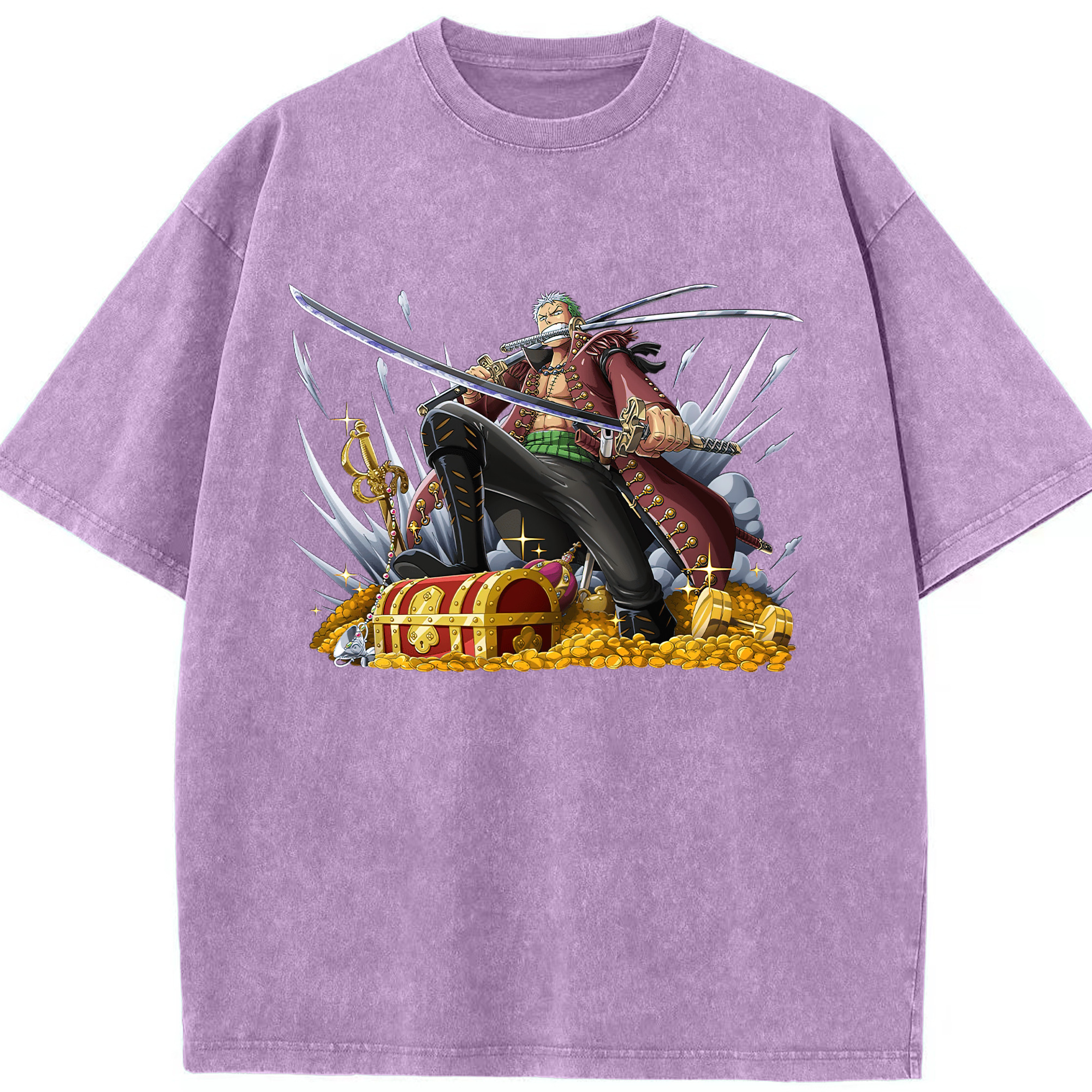 ワンピース ロロノア・ゾロ ONE PIECE Roronoa Zoro 綿100% ヴィンテージ風 半袖Tシャツ（フロントプリント）