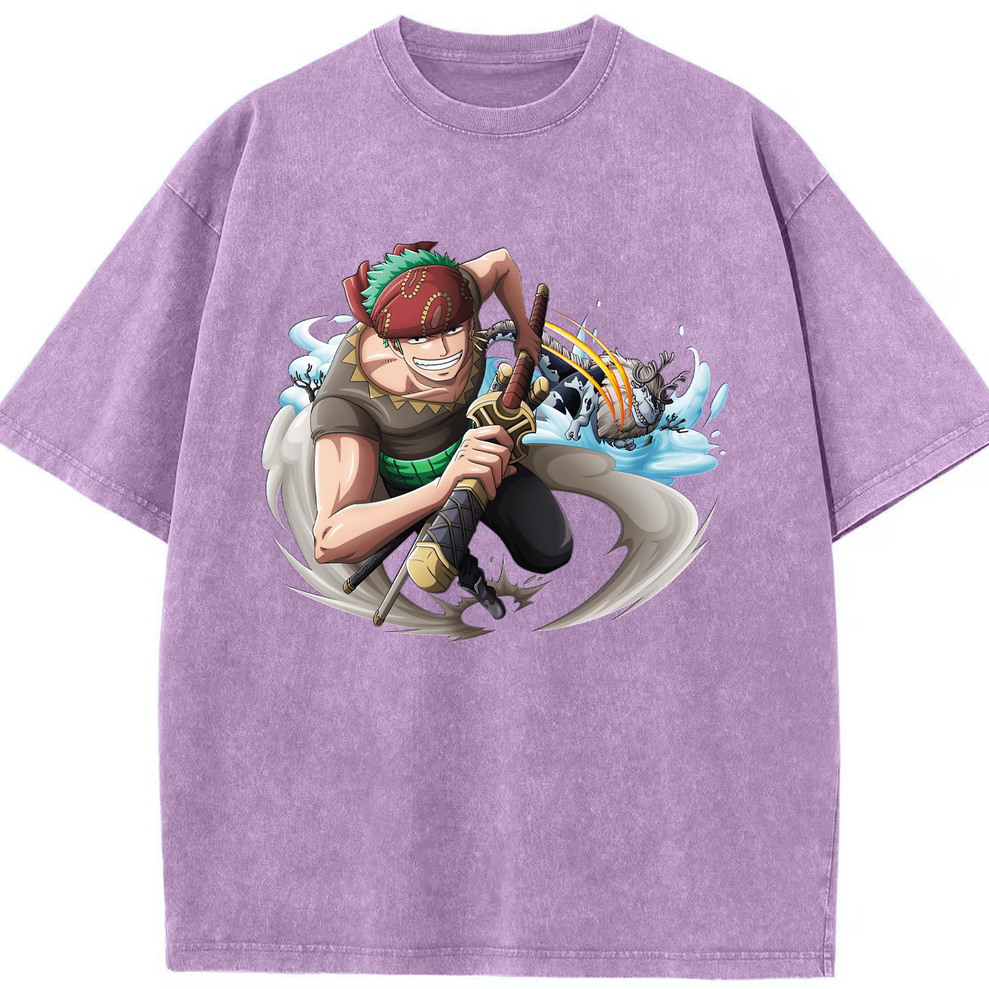 ワンピース ロロノア・ゾロ ONE PIECE Roronoa Zoro 綿100% ヴィンテージ風 半袖Tシャツ（フロントプリント）