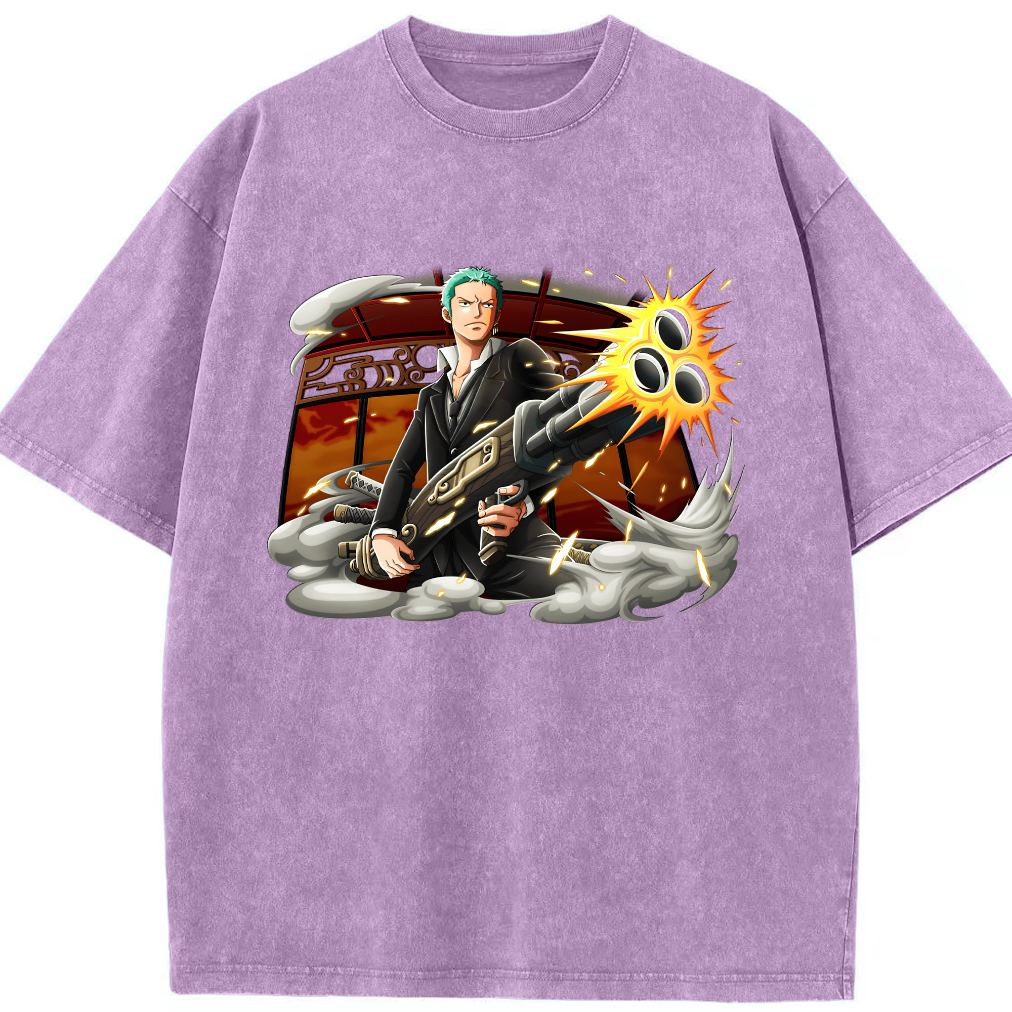 ワンピース ロロノア・ゾロ ONE PIECE Roronoa Zoro 綿100% ヴィンテージ風 半袖Tシャツ（フロントプリント）