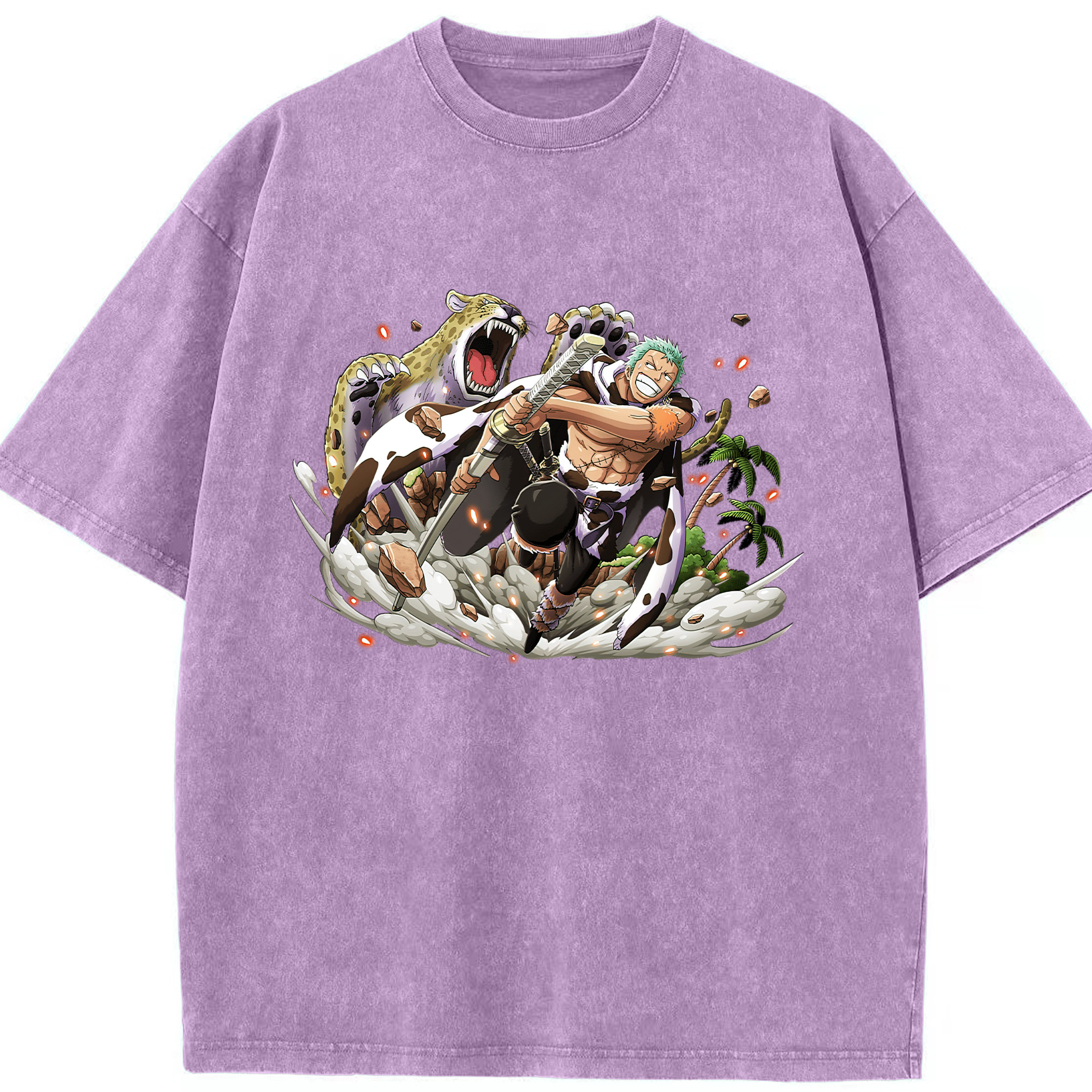 ワンピース ロロノア・ゾロ ONE PIECE Roronoa Zoro 綿100% ヴィンテージ風 半袖Tシャツ（フロントプリント）