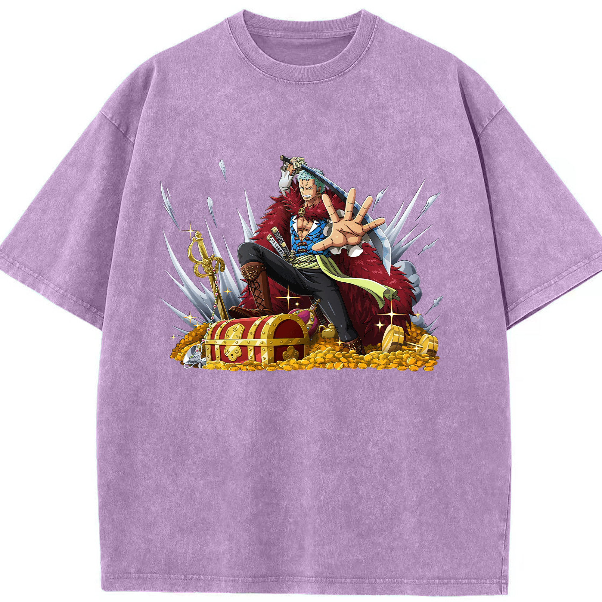 ワンピース ロロノア・ゾロ ONE PIECE Roronoa Zoro 綿100% ヴィンテージ風 半袖Tシャツ（フロントプリント）
