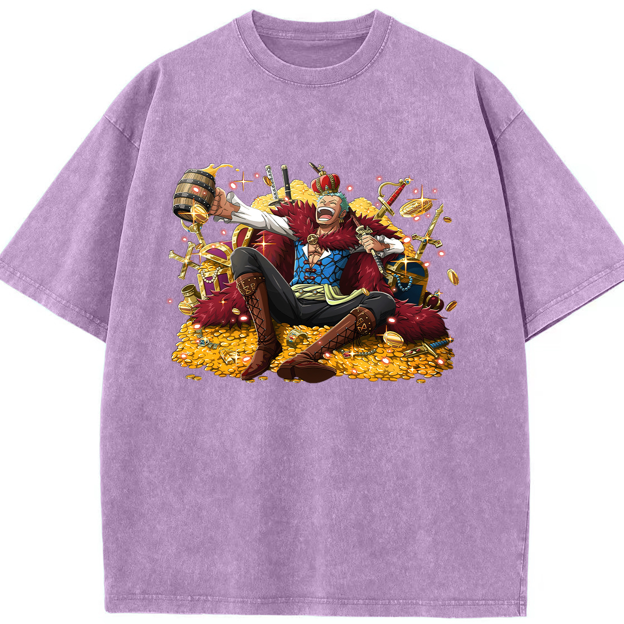 ワンピース ロロノア・ゾロ ONE PIECE Roronoa Zoro 綿100% ヴィンテージ風 半袖Tシャツ（フロントプリント）