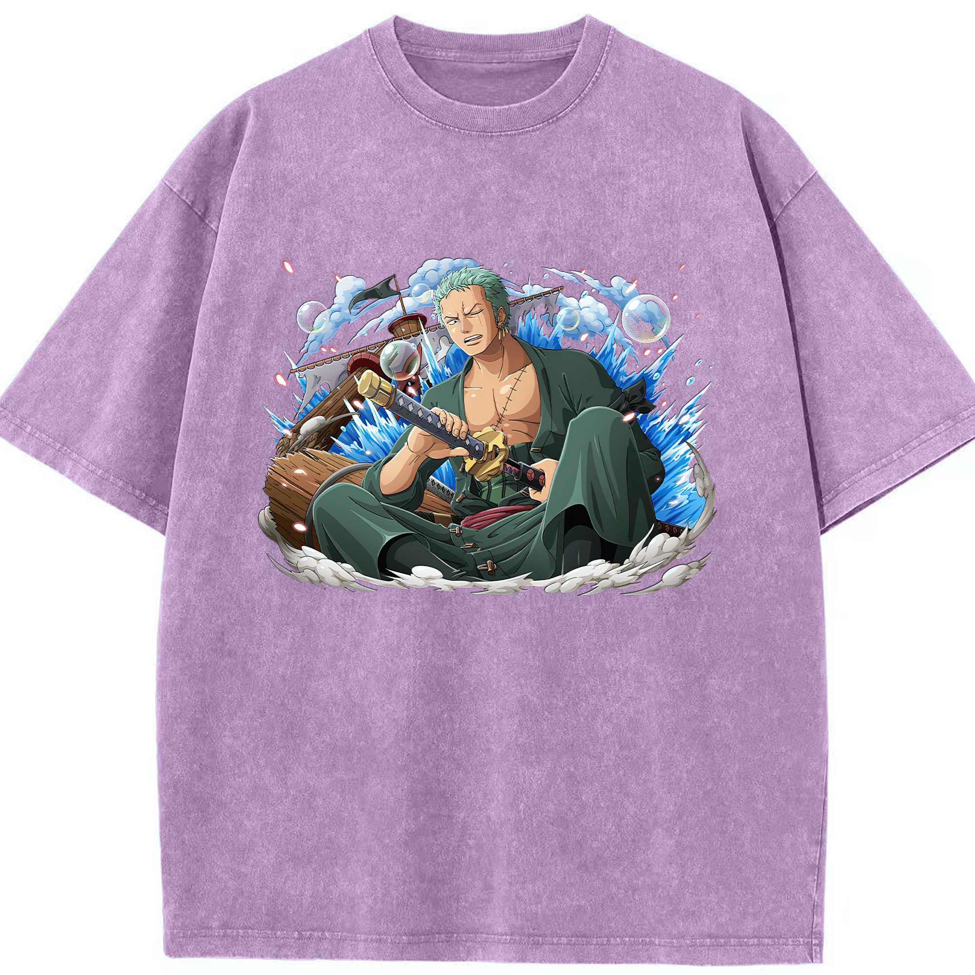 ワンピース ロロノア・ゾロ ONE PIECE Roronoa Zoro 綿100% ヴィンテージ風 半袖Tシャツ（フロントプリント）