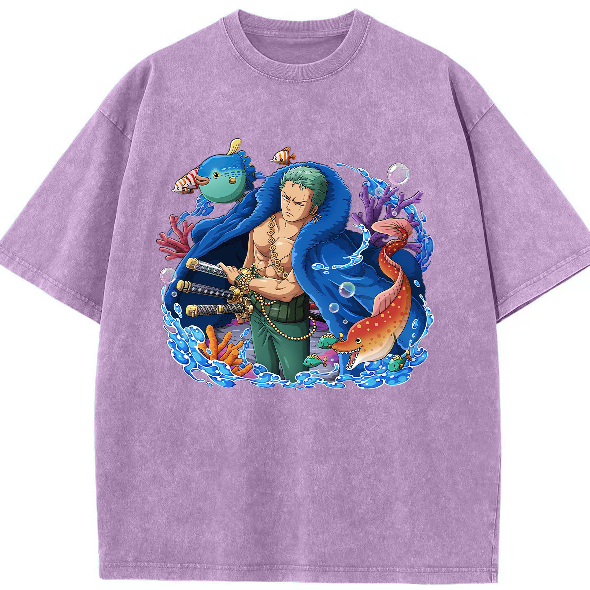 ワンピース ロロノア・ゾロ ONE PIECE Roronoa Zoro 綿100% ヴィンテージ風 半袖Tシャツ（フロントプリント）