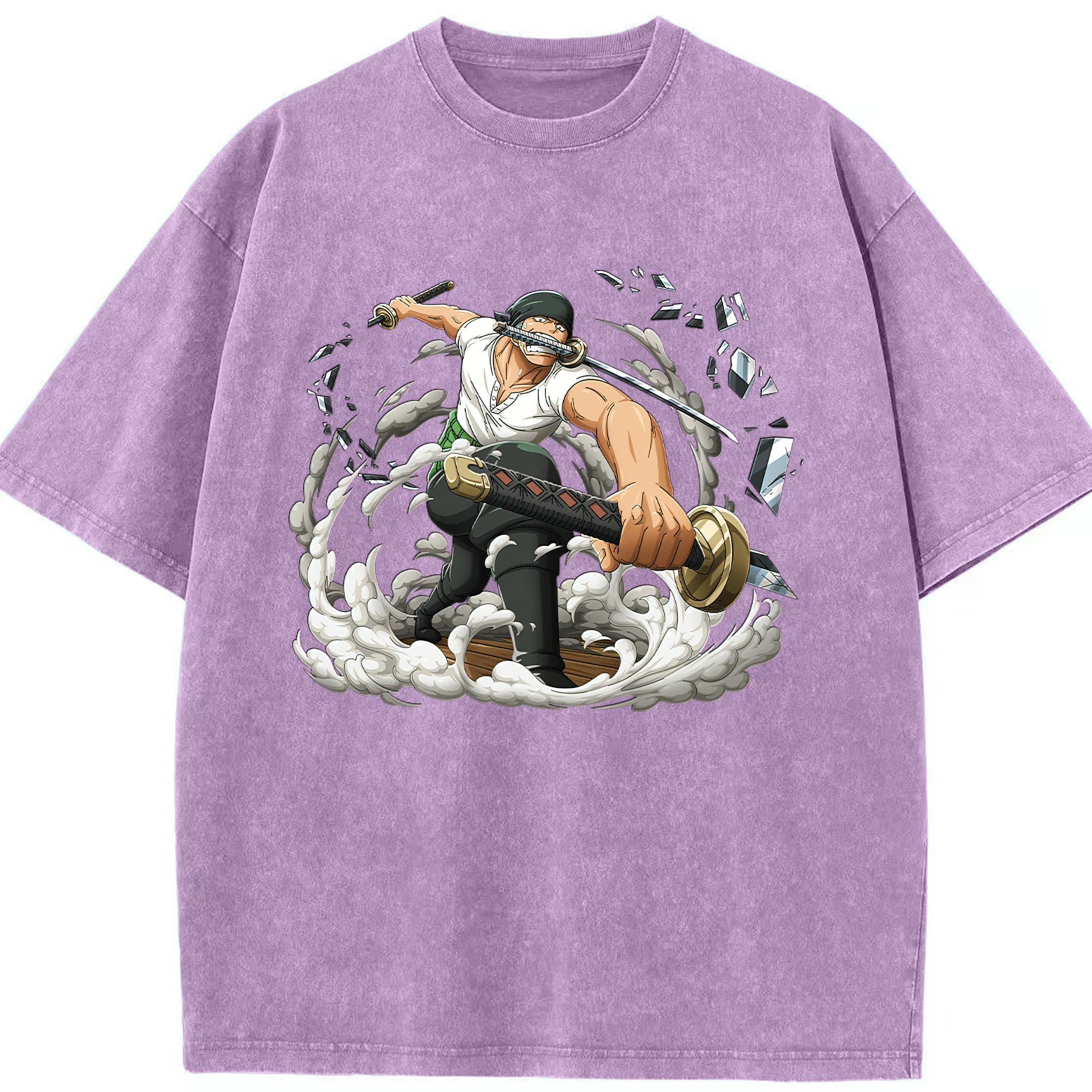 ワンピース ロロノア・ゾロ ONE PIECE Roronoa Zoro 綿100% ヴィンテージ風 半袖Tシャツ（フロントプリント）