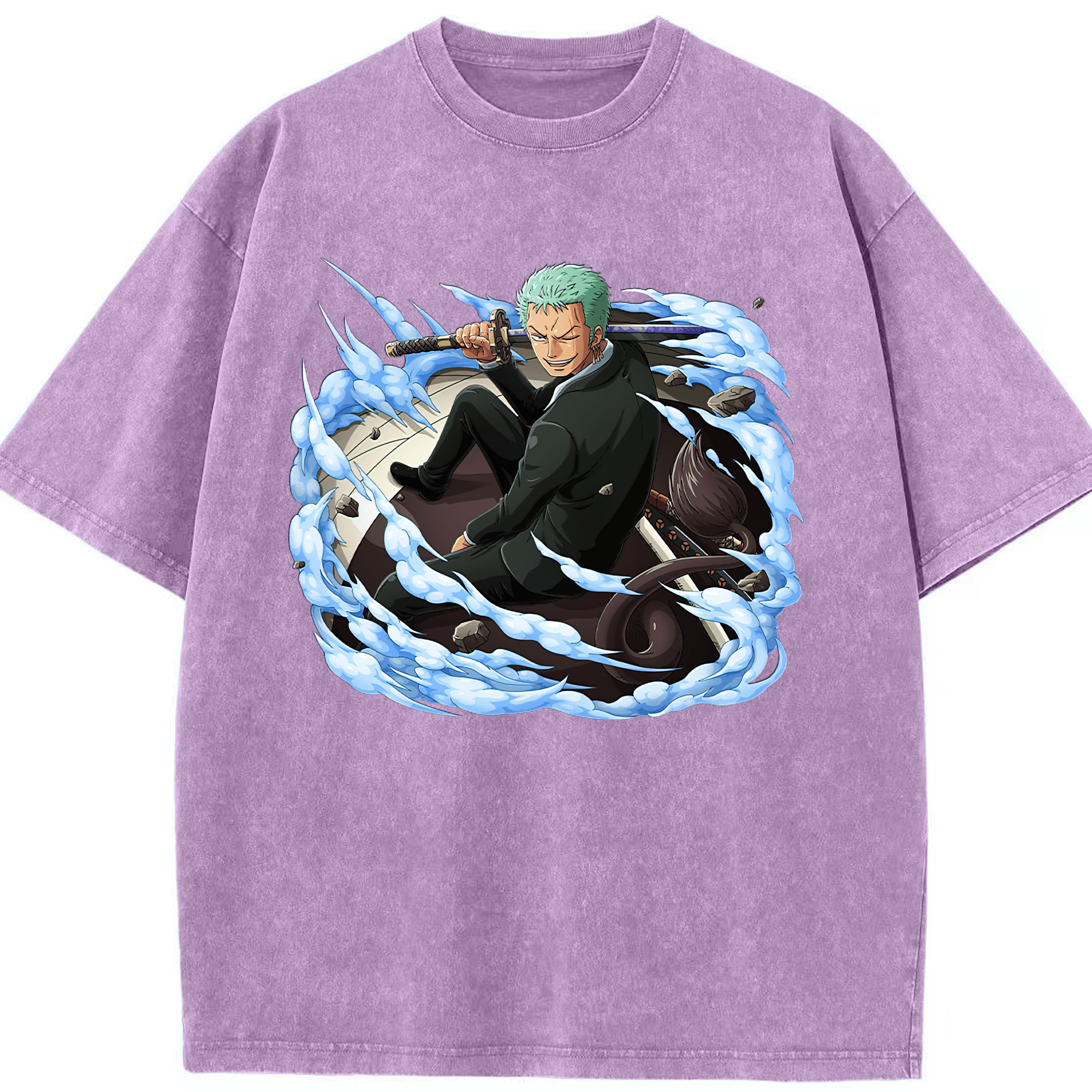 ワンピース ロロノア・ゾロ ONE PIECE Roronoa Zoro 綿100% ヴィンテージ風 半袖Tシャツ（フロントプリント）