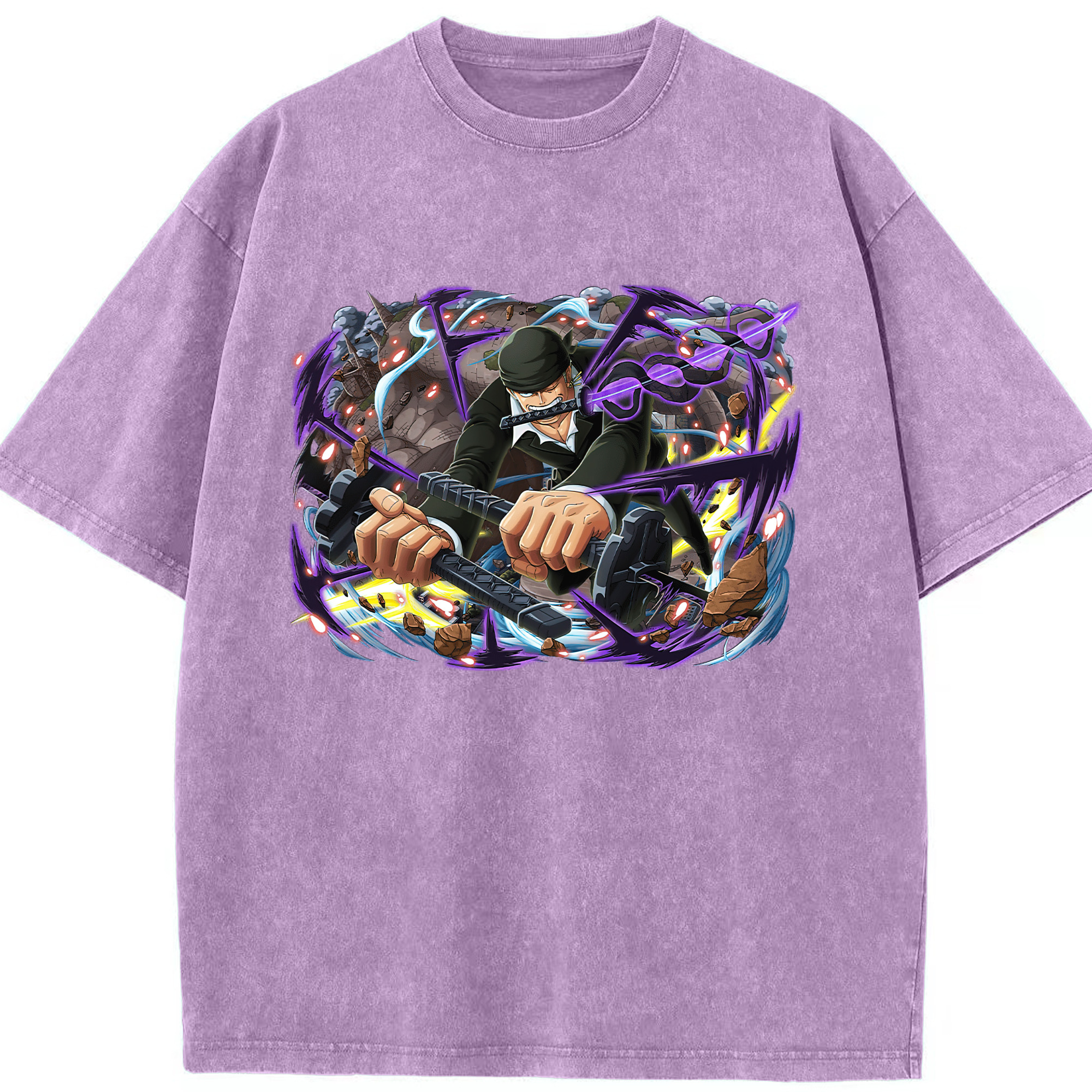 ワンピース ロロノア・ゾロ ONE PIECE Roronoa Zoro 綿100% ヴィンテージ風 半袖Tシャツ（フロントプリント）