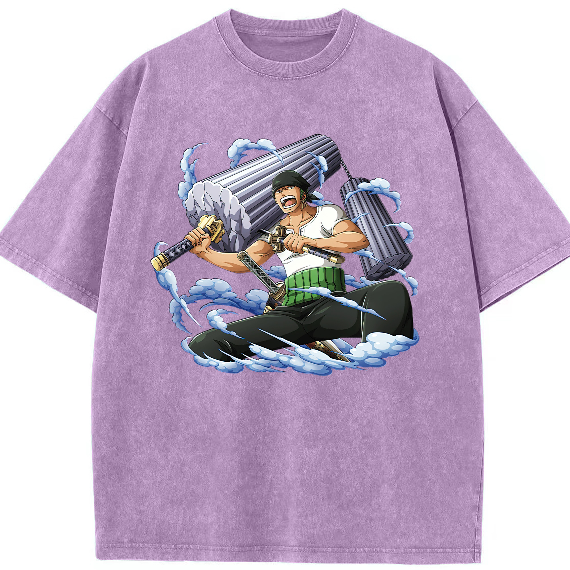 ワンピース ロロノア・ゾロ ONE PIECE Roronoa Zoro 綿100% ヴィンテージ風 半袖Tシャツ（フロントプリント）