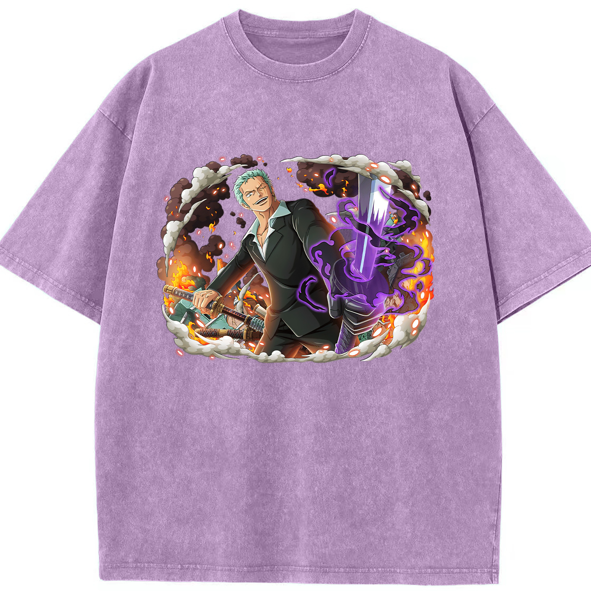 ワンピース ロロノア・ゾロ ONE PIECE Roronoa Zoro 綿100% ヴィンテージ風 半袖Tシャツ（フロントプリント）
