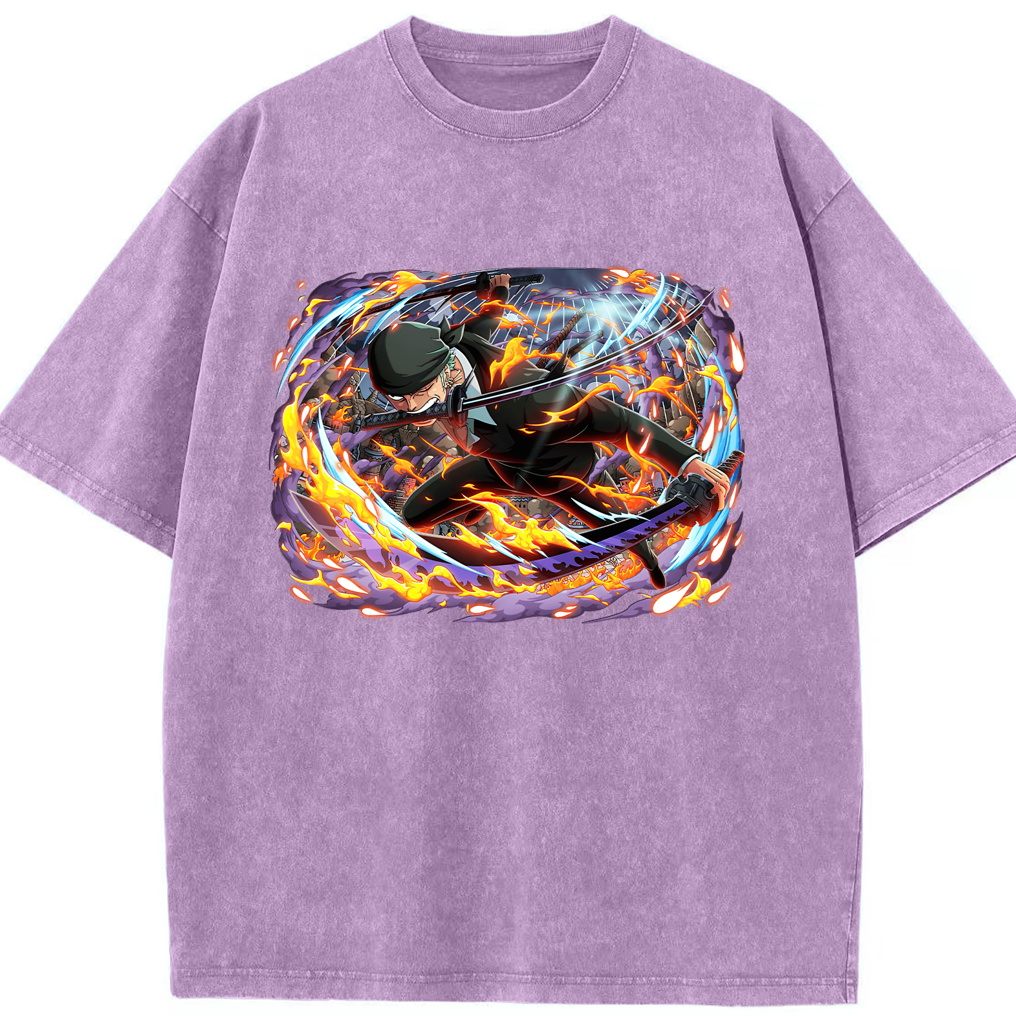 ワンピース ロロノア・ゾロ ONE PIECE Roronoa Zoro 綿100% ヴィンテージ風 半袖Tシャツ（フロントプリント）