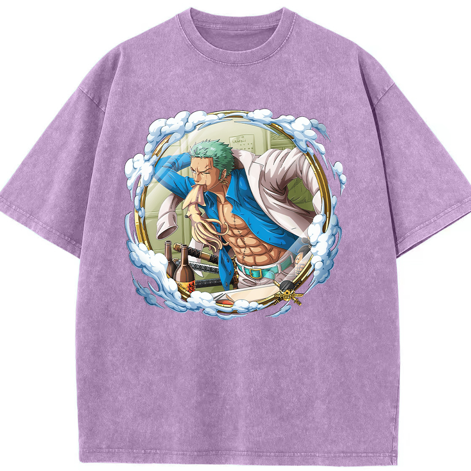 ワンピース ロロノア・ゾロ ONE PIECE Roronoa Zoro 綿100% ヴィンテージ風 半袖Tシャツ（フロントプリント）