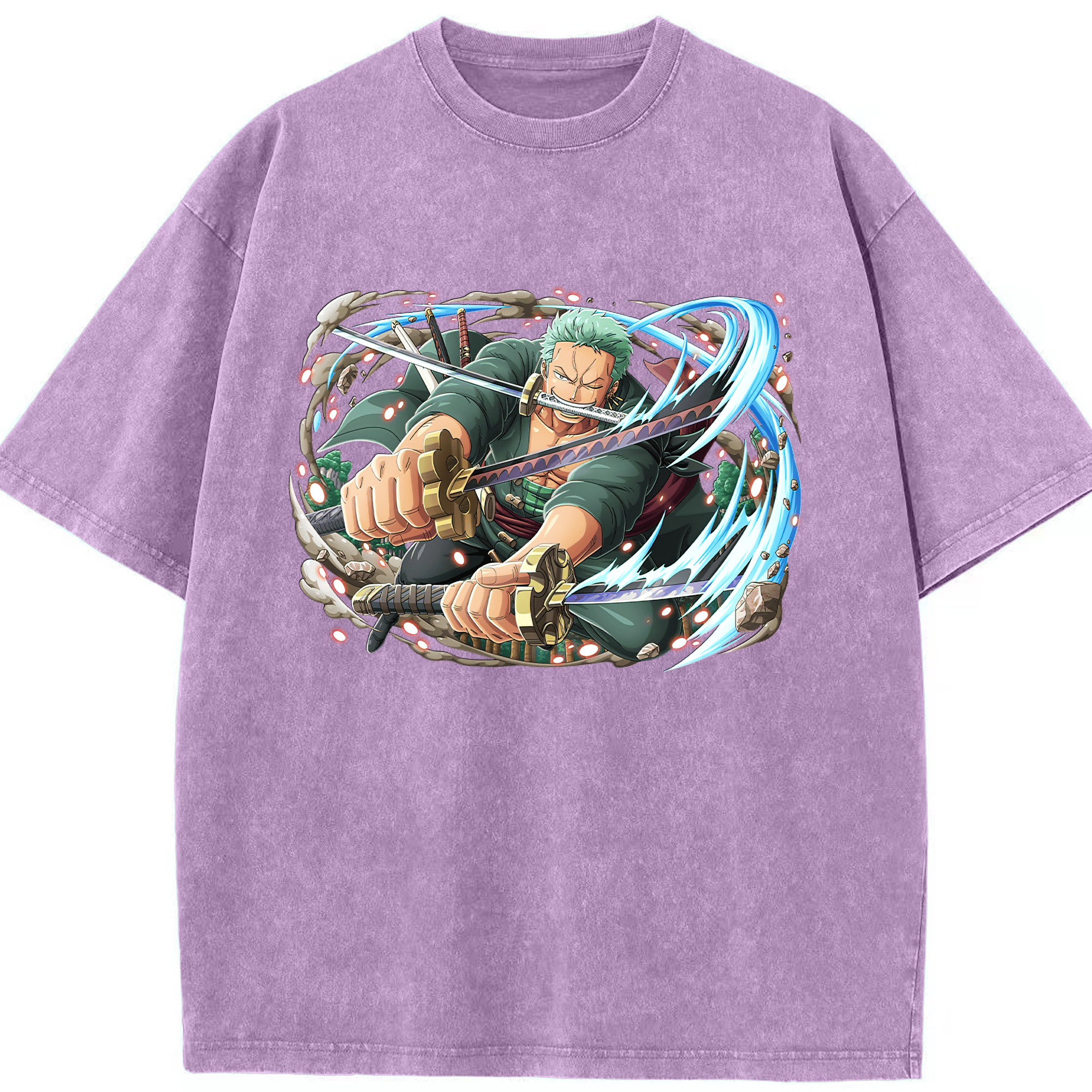 （画像用） ワンピース ロロノア・ゾロ ONE PIECE Roronoa Zoro 綿100% ヴィンテージ風 半袖Tシャツ（フロントプリント）