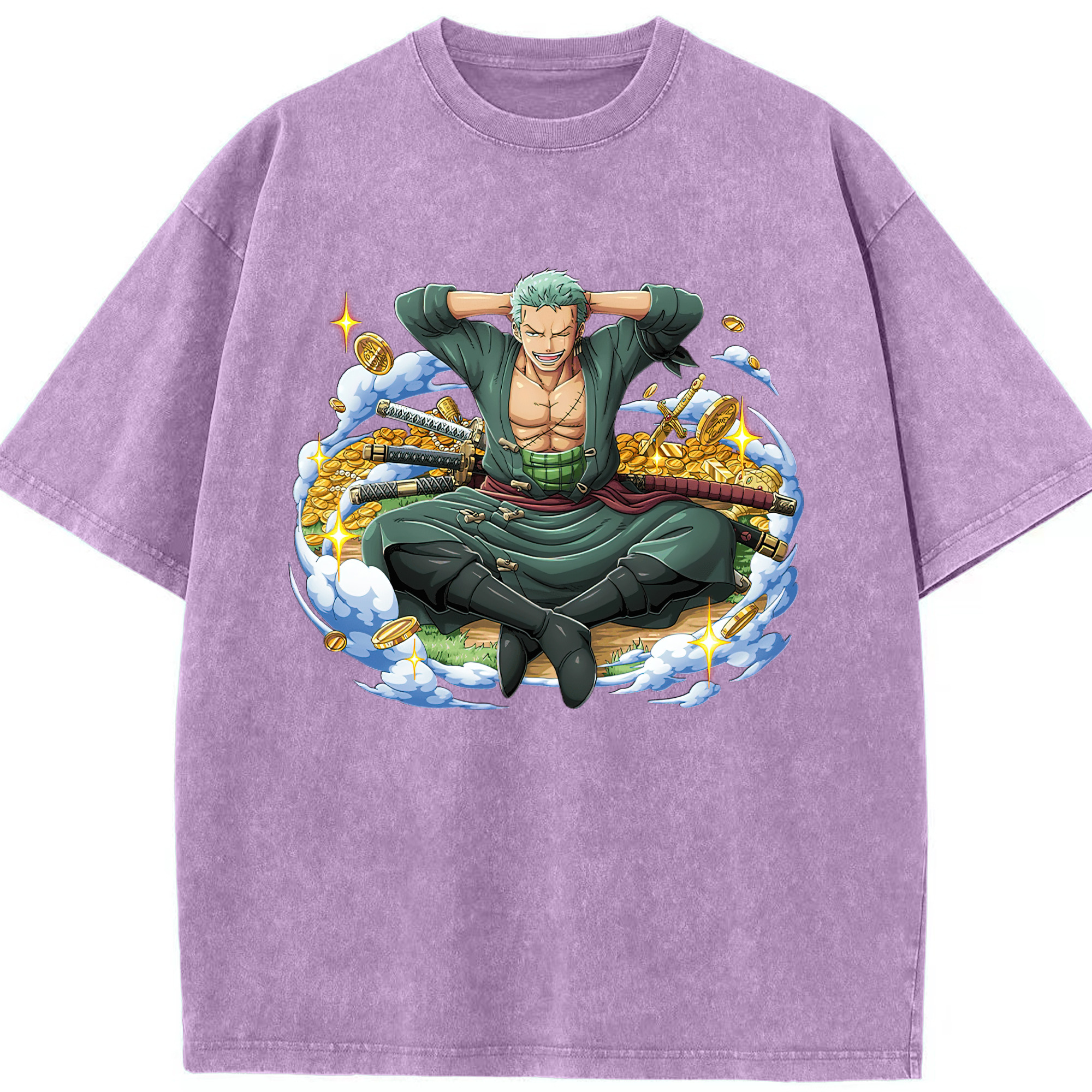 ワンピース ロロノア・ゾロ ONE PIECE Roronoa Zoro 綿100% ヴィンテージ風 半袖Tシャツ（フロントプリント）