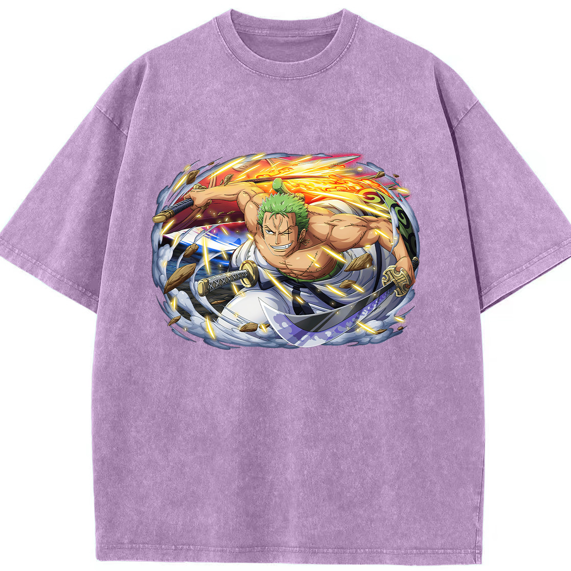 ワンピース ロロノア・ゾロ ONE PIECE Roronoa Zoro 綿100% ヴィンテージ風 半袖Tシャツ（フロントプリント）