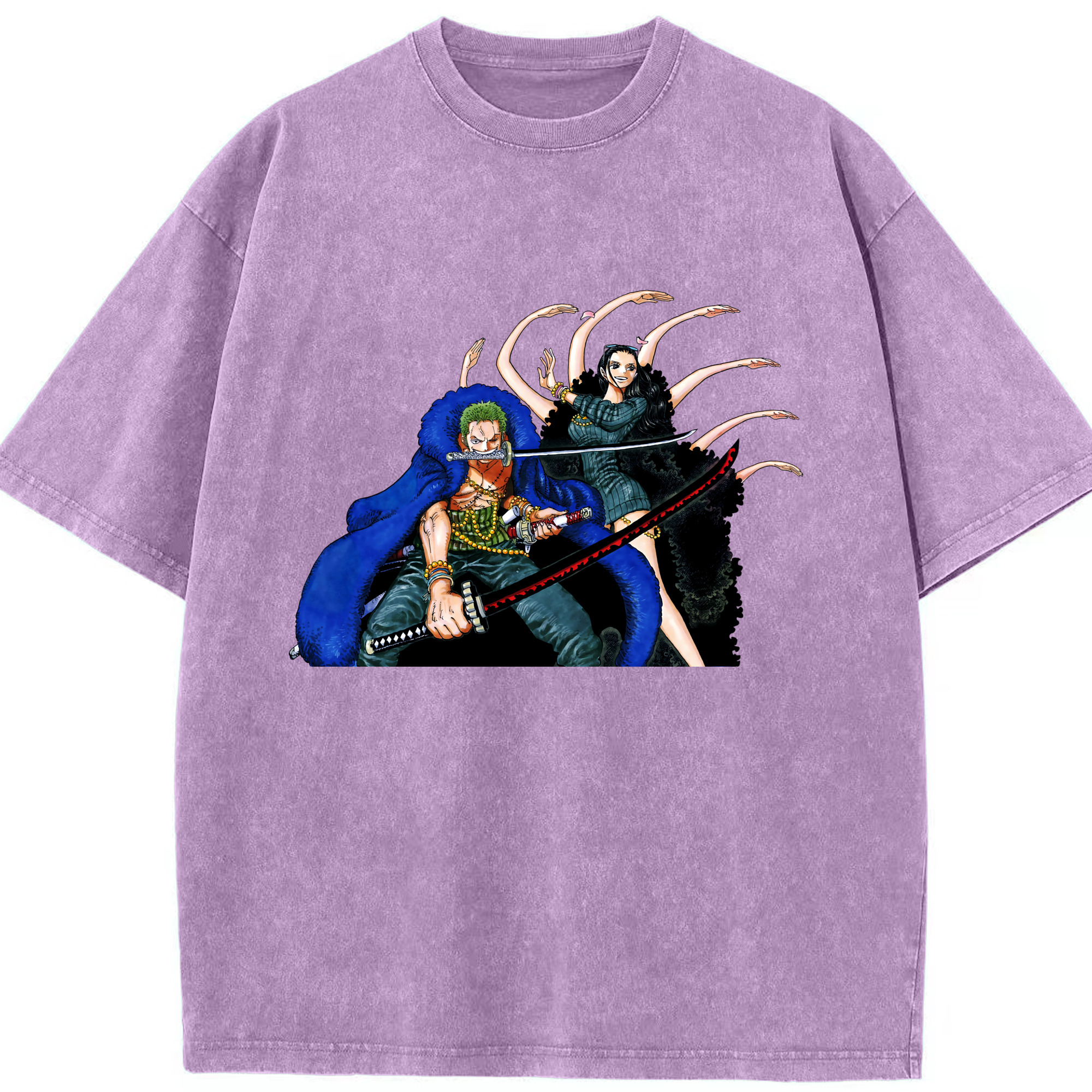 ワンピース ロロノア・ゾロ ONE PIECE Roronoa Zoro 綿100% ヴィンテージ風 半袖Tシャツ（フロントプリント）