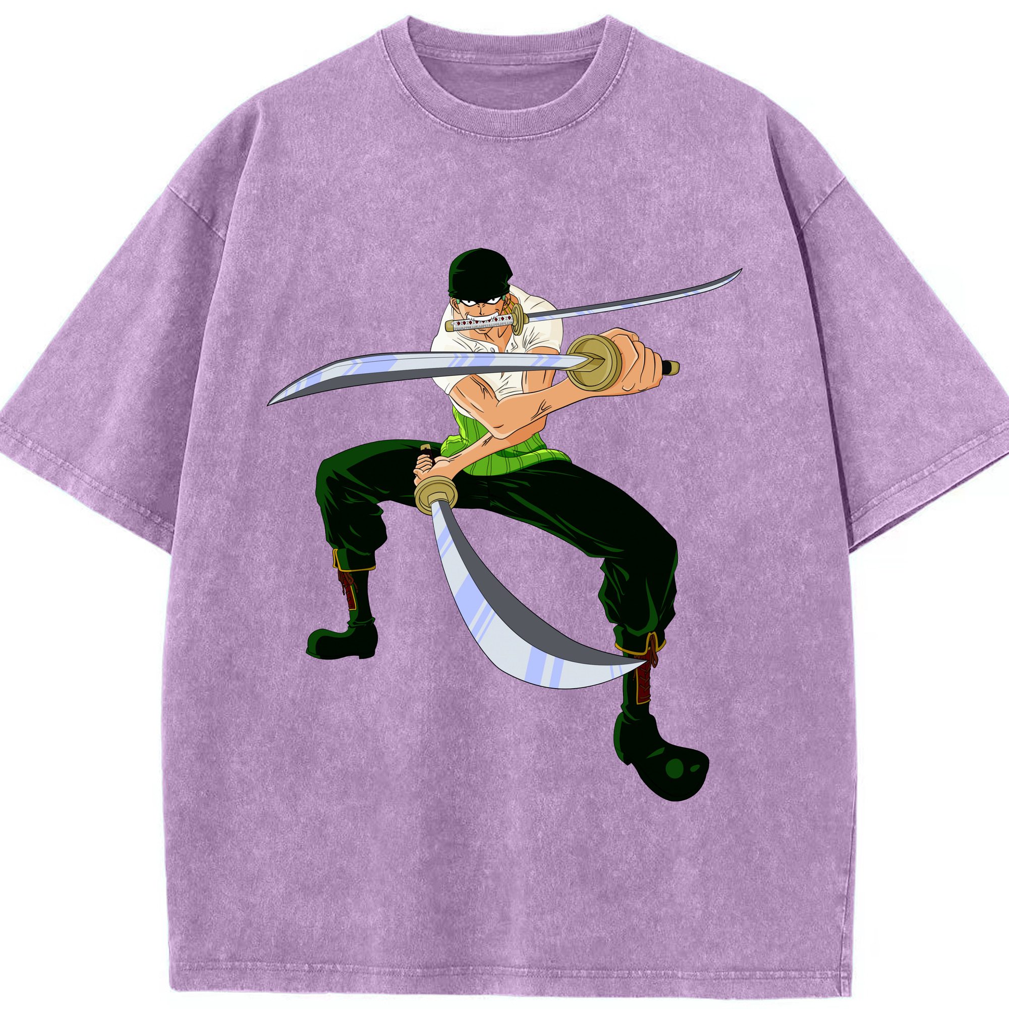 ワンピース ロロノア・ゾロ ONE PIECE Roronoa Zoro 綿100% ヴィンテージ風 半袖Tシャツ（フロントプリント）