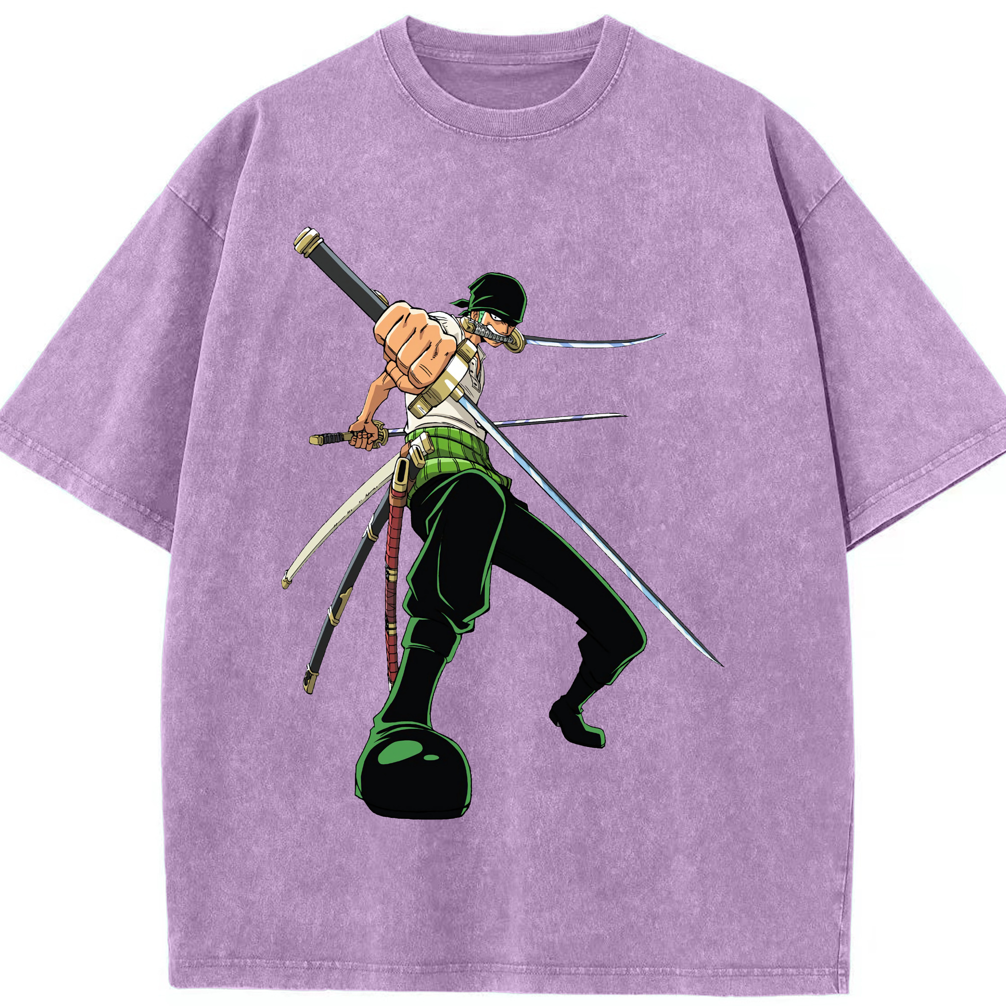 ワンピース ロロノア・ゾロ ONE PIECE Roronoa Zoro 綿100% ヴィンテージ風 半袖Tシャツ（フロントプリント）