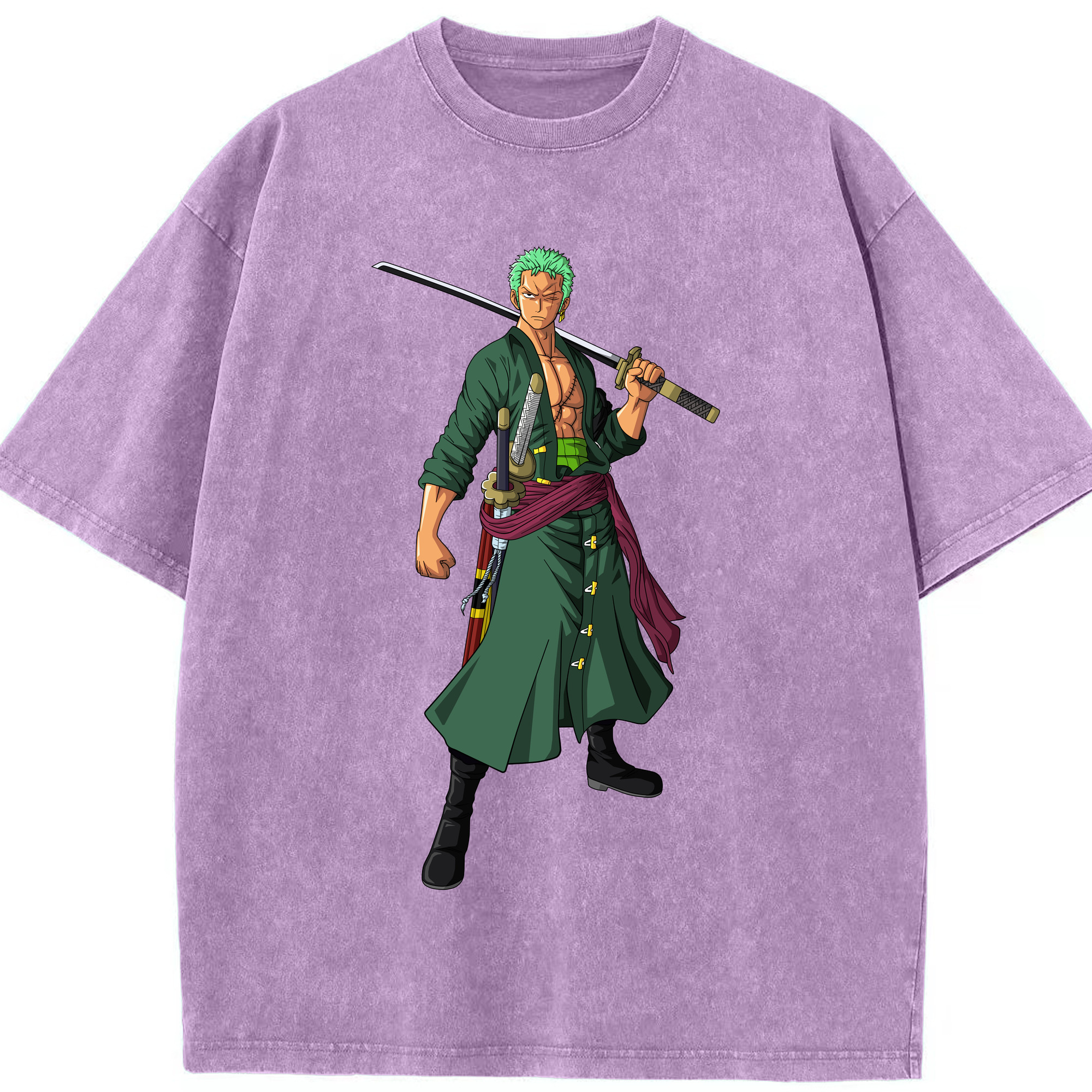 ワンピース ロロノア・ゾロ ONE PIECE Roronoa Zoro 綿100% ヴィンテージ風 半袖Tシャツ（フロントプリント）