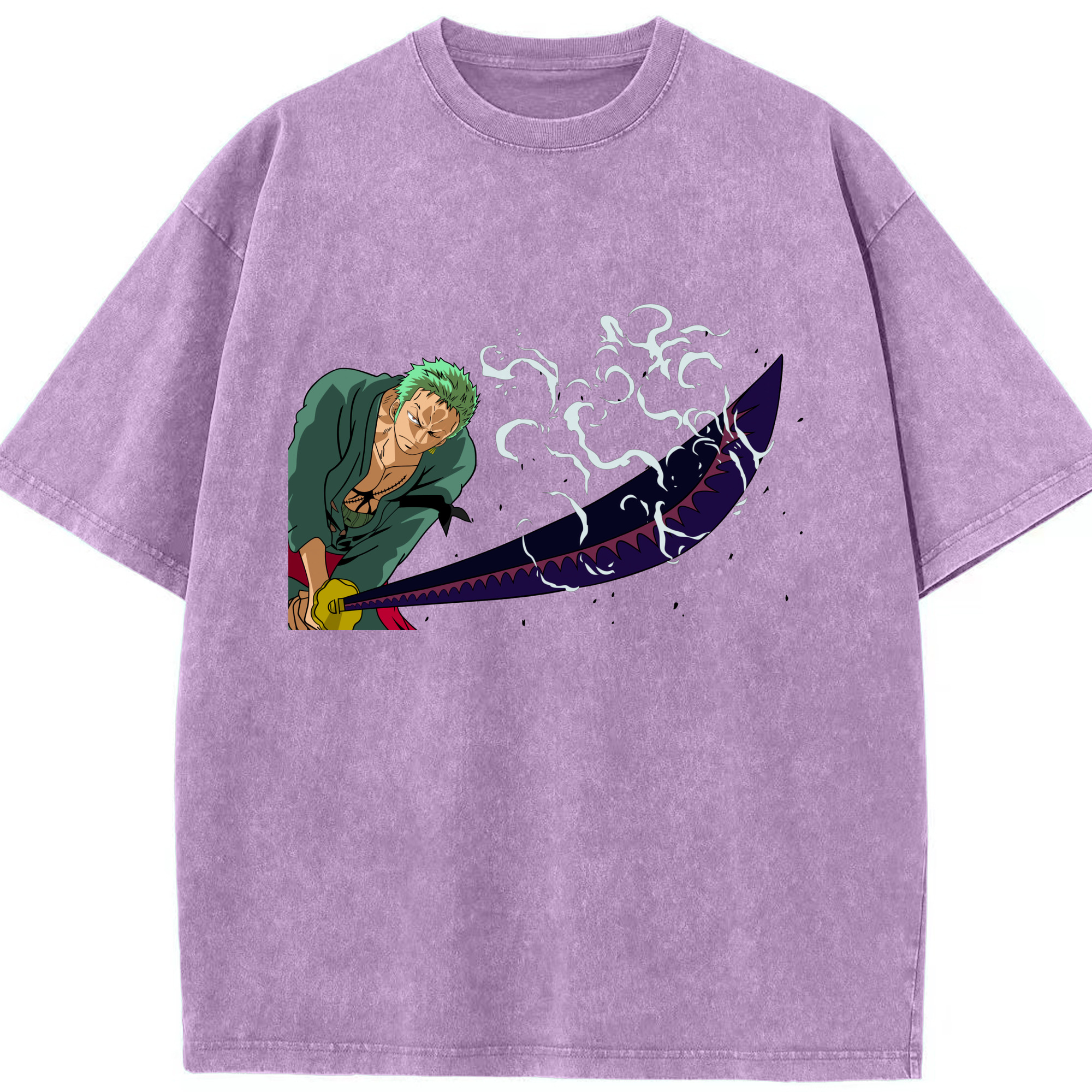 ワンピース ロロノア・ゾロ ONE PIECE Roronoa Zoro 綿100% ヴィンテージ風 半袖Tシャツ（フロントプリント）