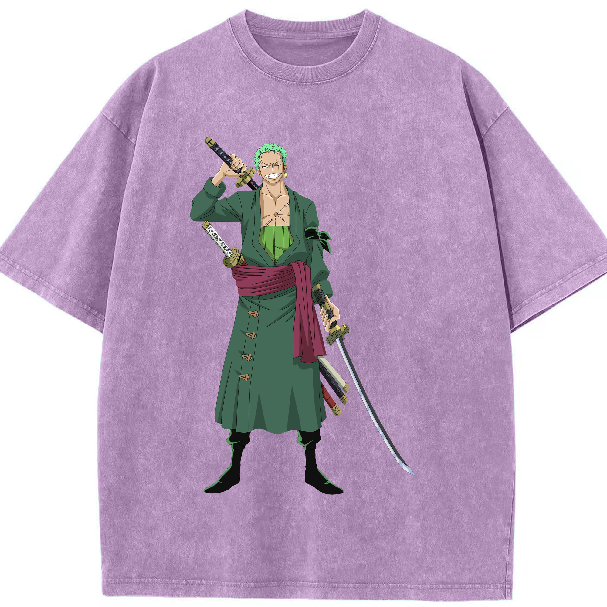 ワンピース ロロノア・ゾロ ONE PIECE Roronoa Zoro 綿100% ヴィンテージ風 半袖Tシャツ（フロントプリント）