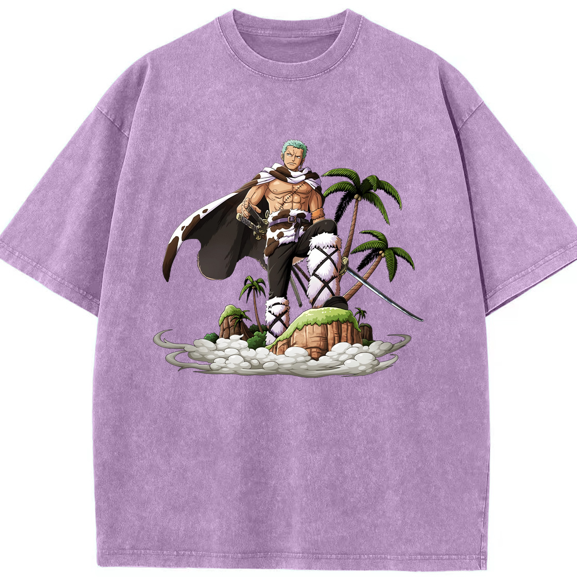 ワンピース ロロノア・ゾロ ONE PIECE Roronoa Zoro 綿100% ヴィンテージ風 半袖Tシャツ（フロントプリント）