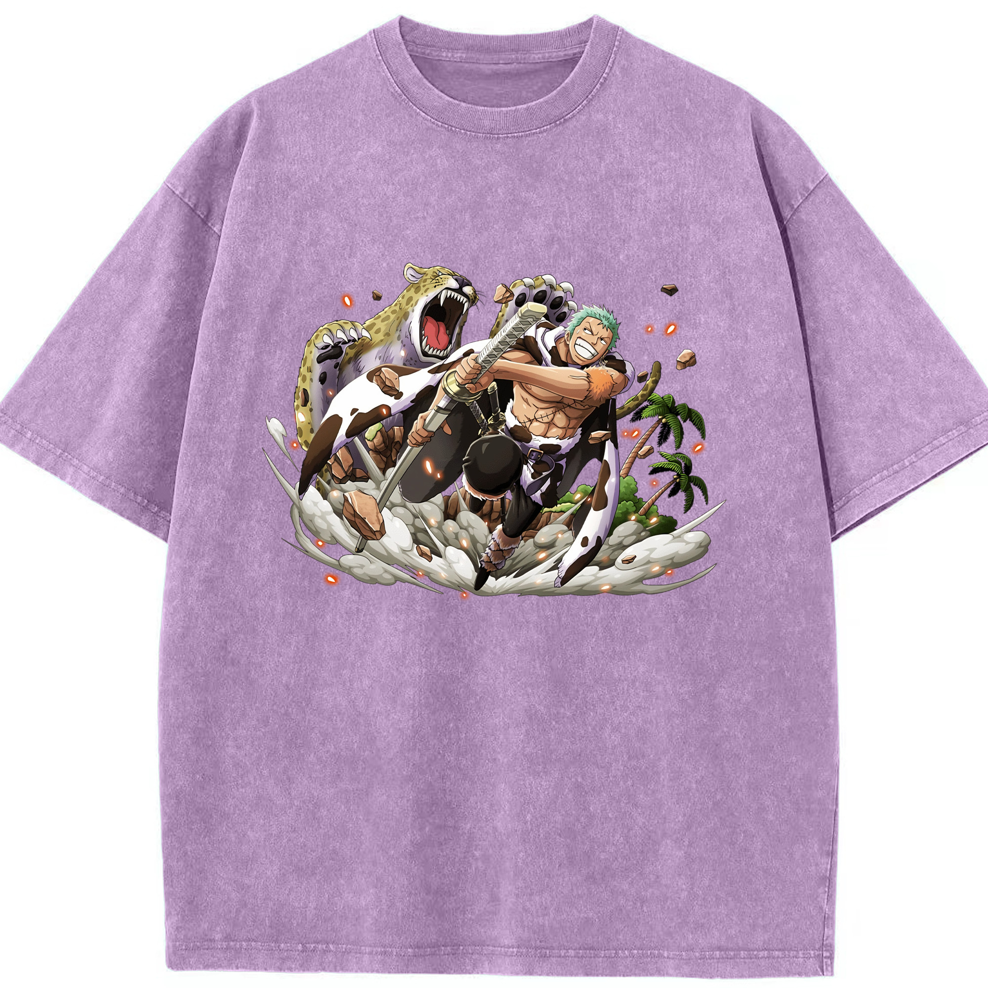 ワンピース ロロノア・ゾロ ONE PIECE Roronoa Zoro 綿100% ヴィンテージ風 半袖Tシャツ（フロントプリント）