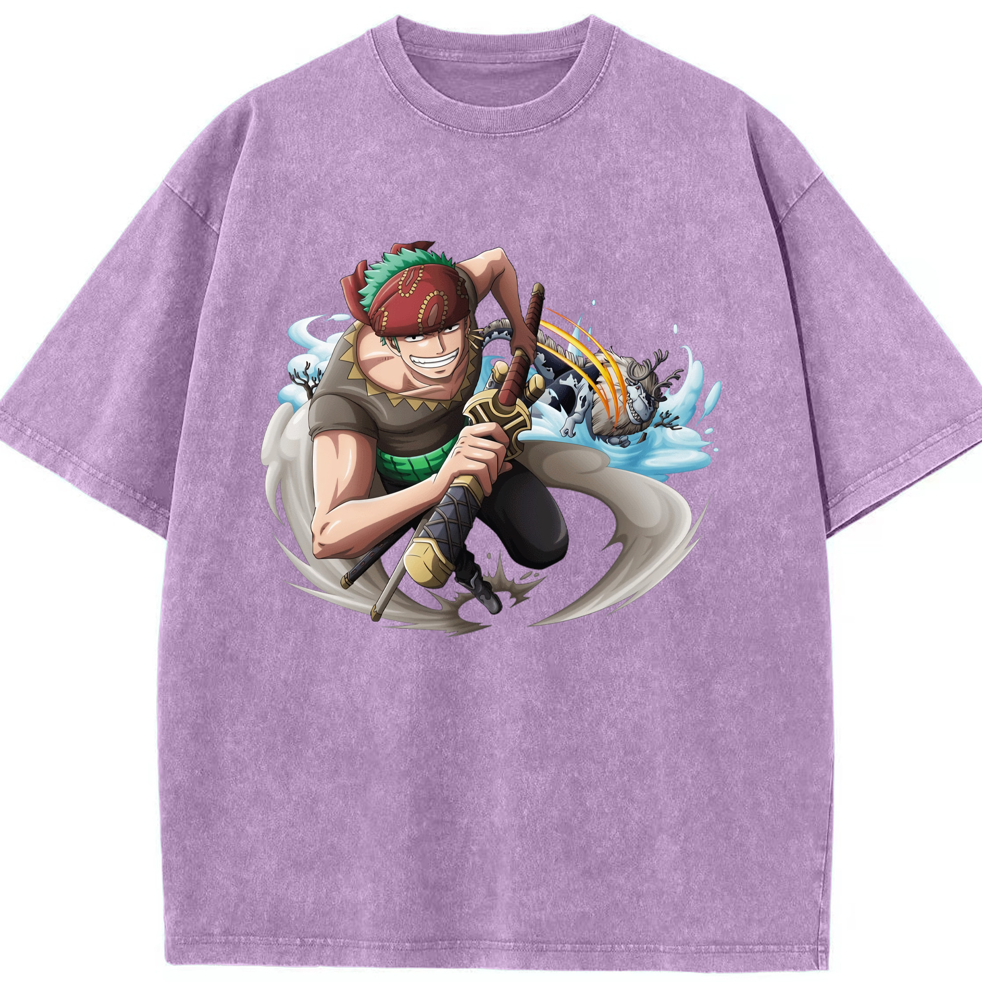 ワンピース ロロノア・ゾロ ONE PIECE Roronoa Zoro 綿100% ヴィンテージ風 半袖Tシャツ（フロントプリント）