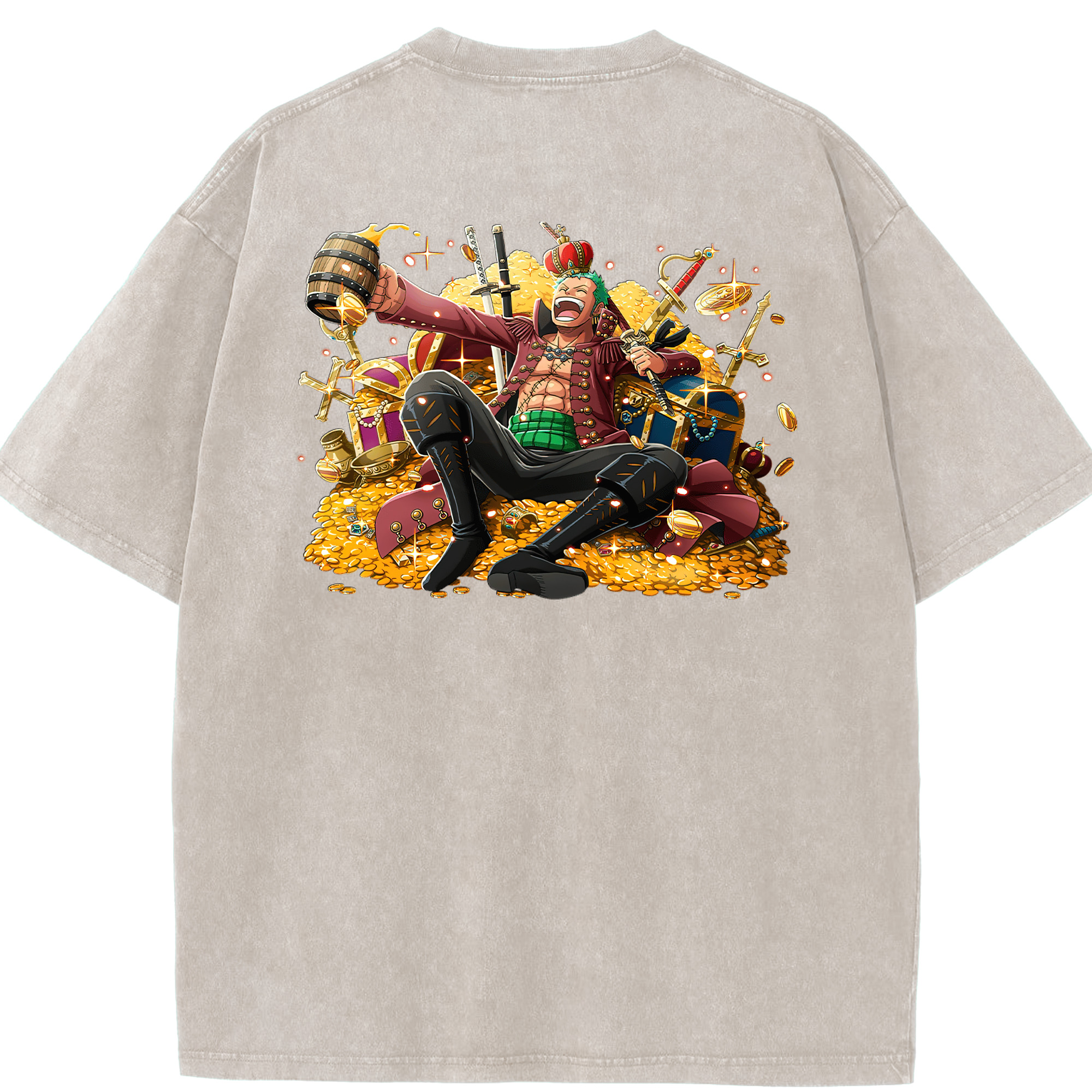 ワンピース ロロノア・ゾロ ONE PIECE Roronoa Zoro 綿100% ヴィンテージ風 半袖Tシャツ（背面プリント）