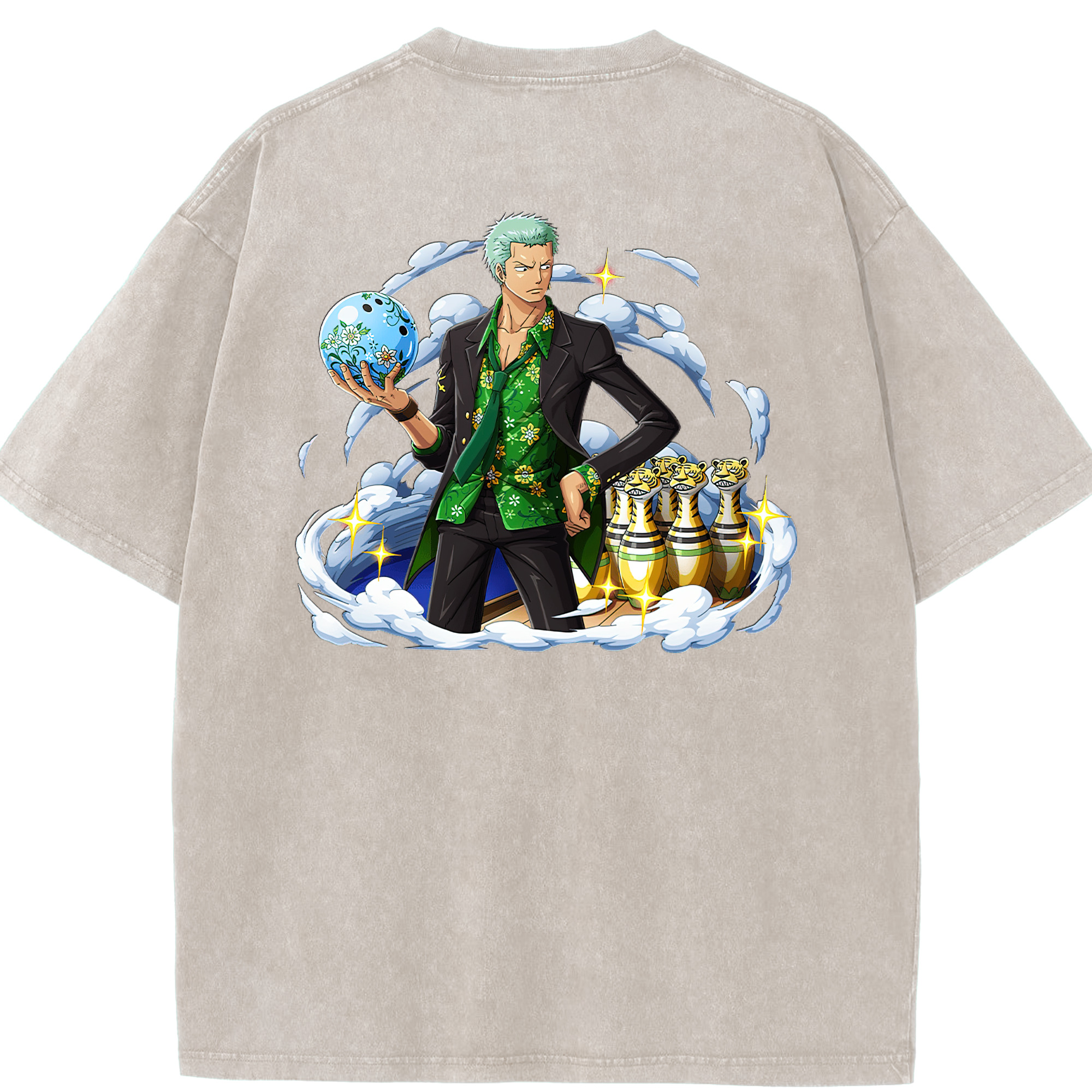 ワンピース ロロノア・ゾロ ONE PIECE Roronoa Zoro 綿100% ヴィンテージ風 半袖Tシャツ（背面プリント）