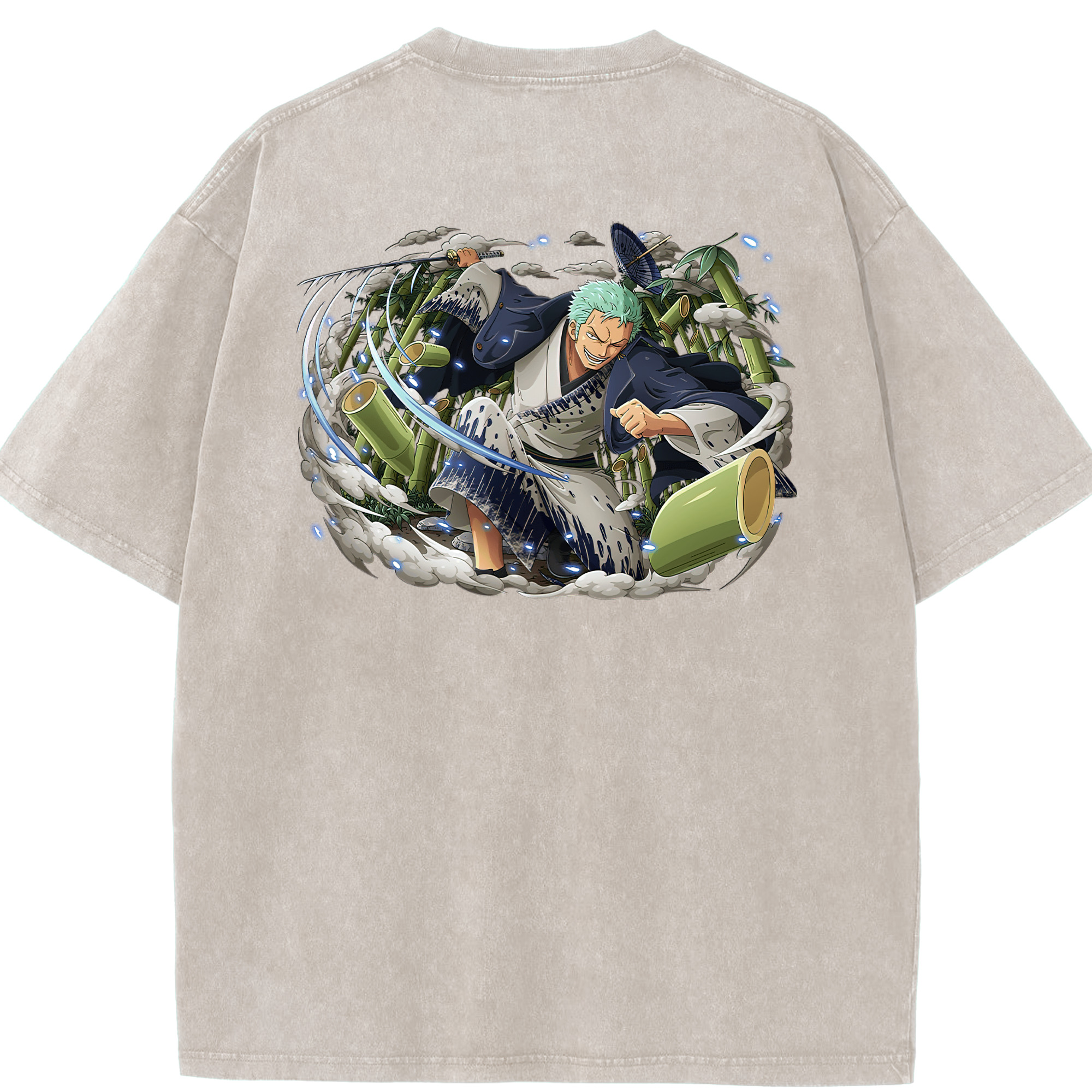 ワンピース ロロノア・ゾロ ONE PIECE Roronoa Zoro 綿100% ヴィンテージ風 半袖Tシャツ（背面プリント）