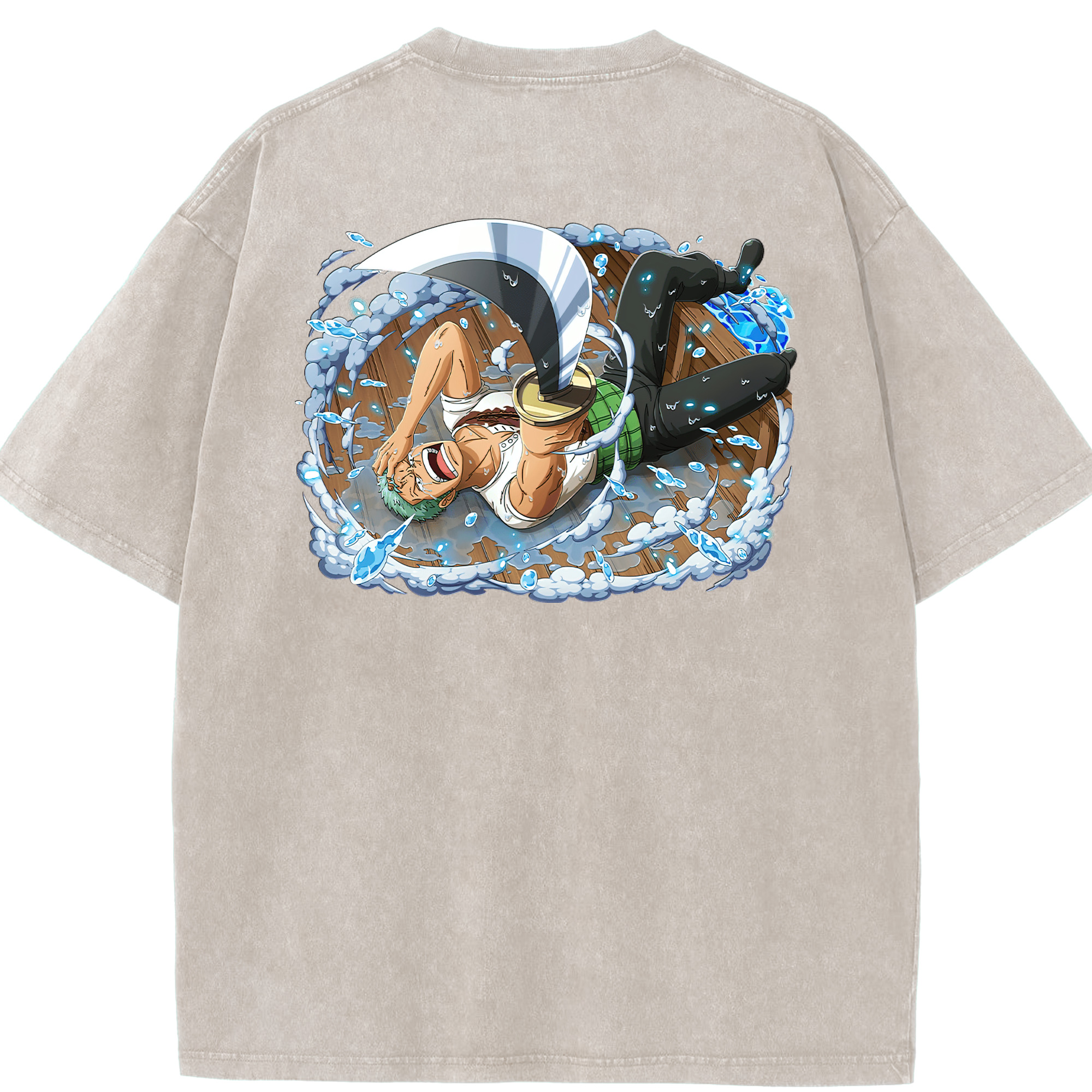 ワンピース ロロノア・ゾロ ONE PIECE Roronoa Zoro 綿100% ヴィンテージ風 半袖Tシャツ（背面プリント）
