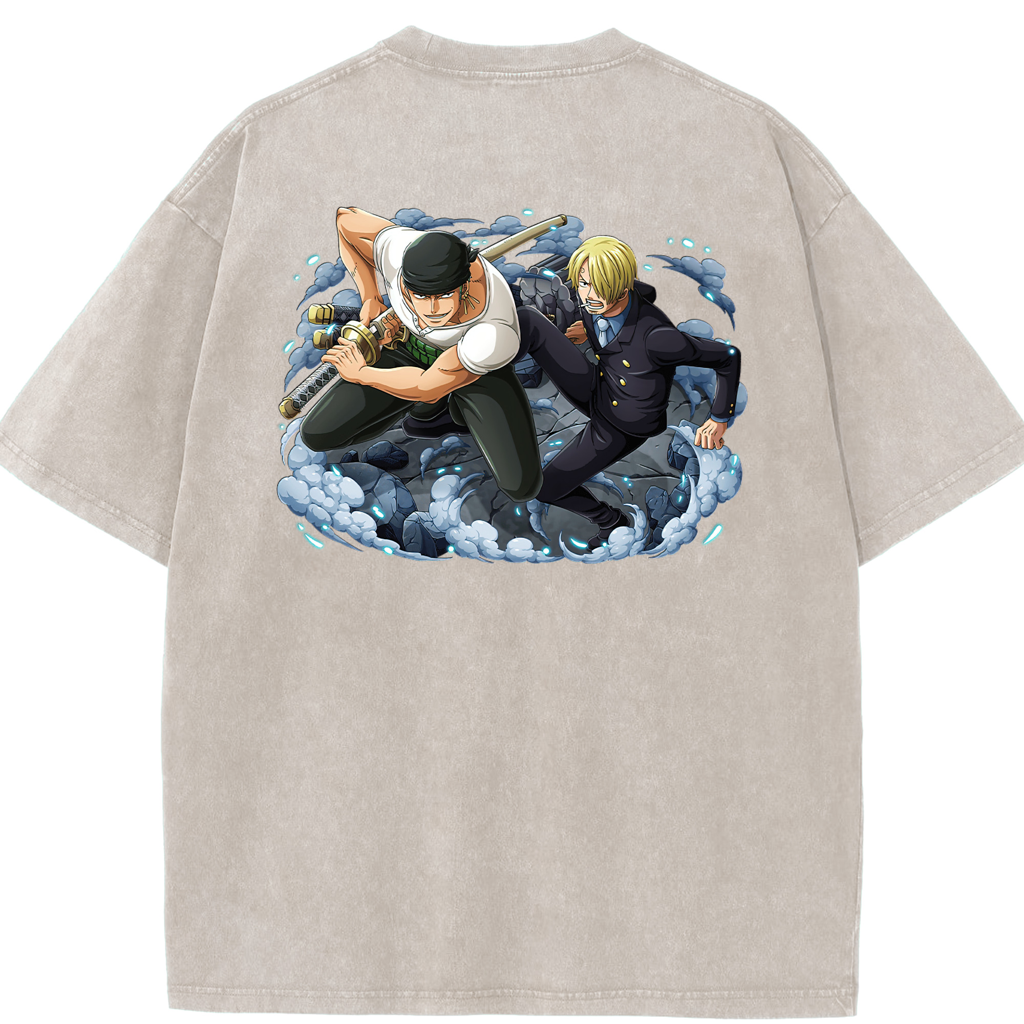 ワンピース ロロノア・ゾロ ONE PIECE Roronoa Zoro 綿100% ヴィンテージ風 半袖Tシャツ（背面プリント）