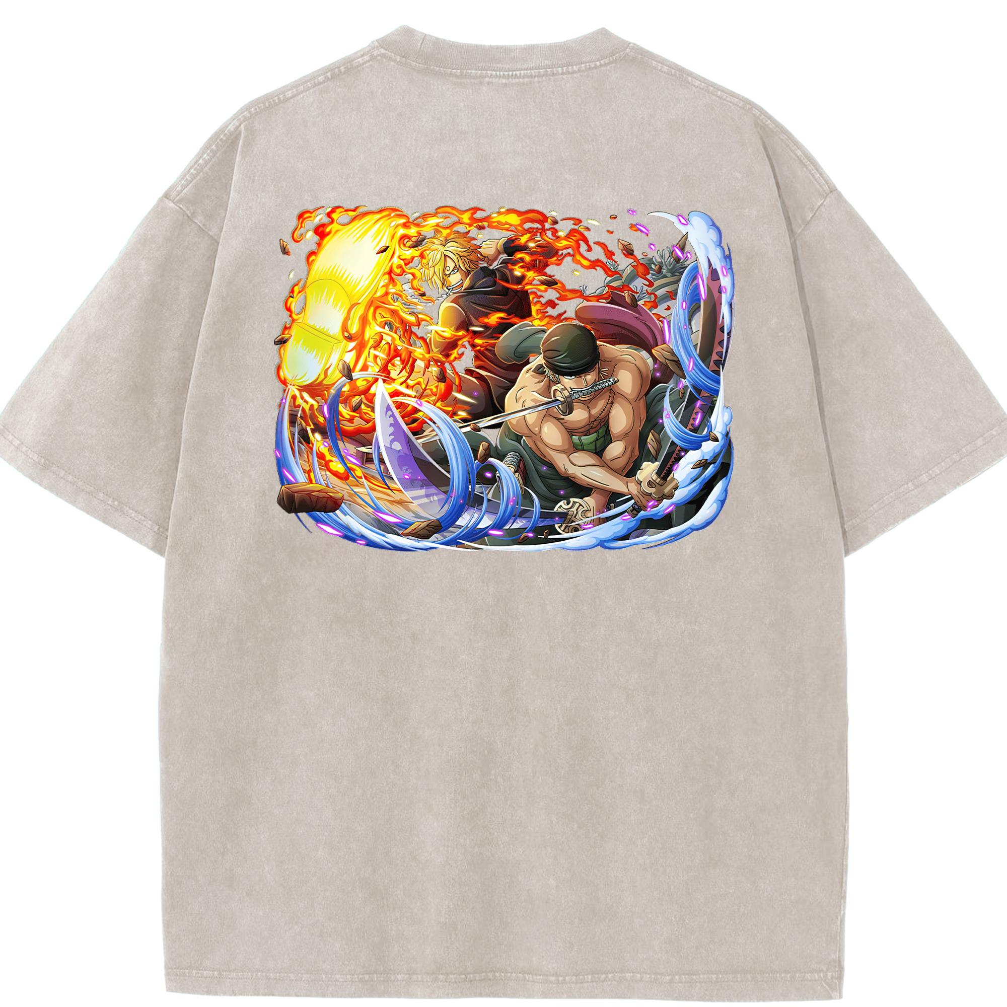 ワンピース ロロノア・ゾロ ONE PIECE Roronoa Zoro 綿100% ヴィンテージ風 半袖Tシャツ（背面プリント）