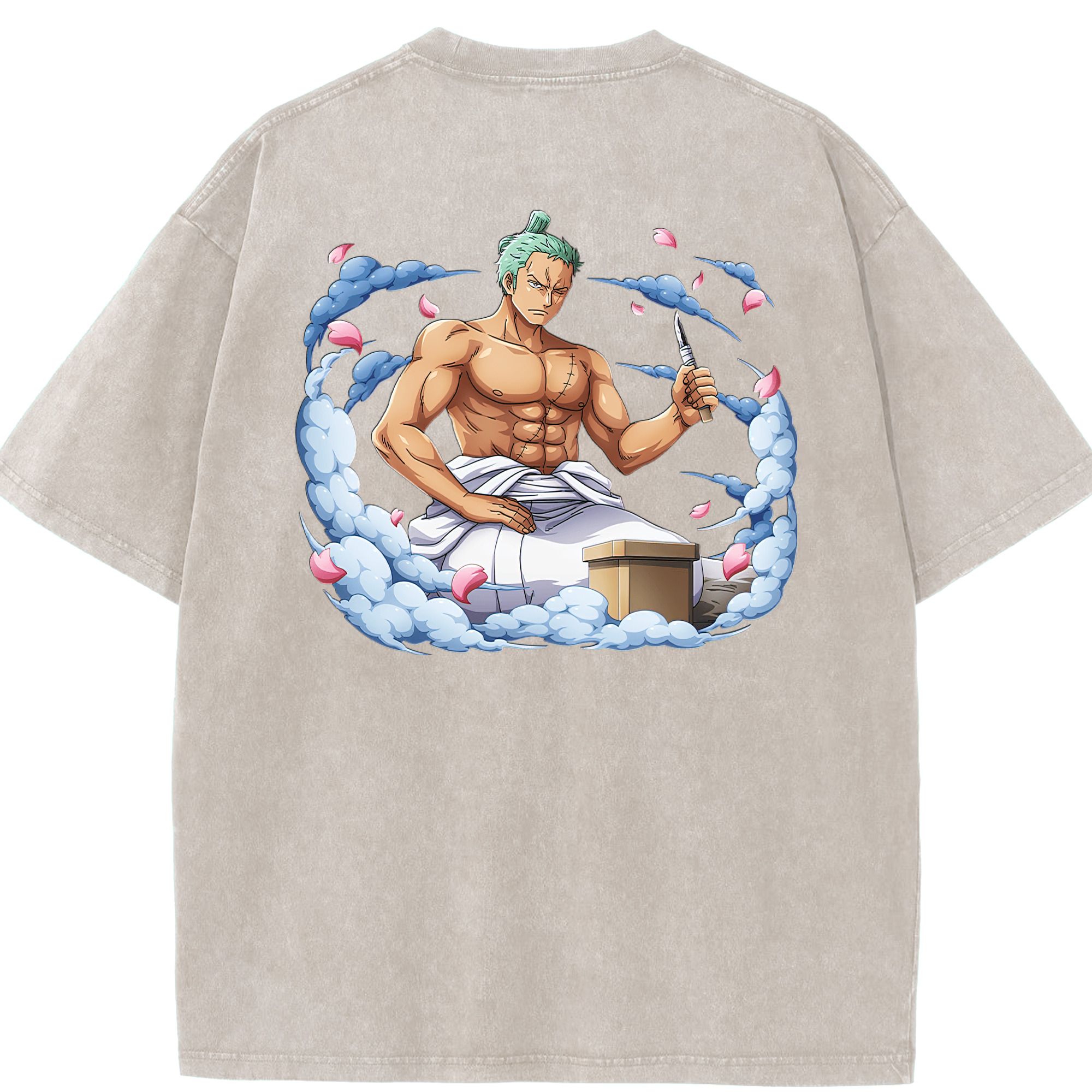 ワンピース ロロノア・ゾロ ONE PIECE Roronoa Zoro 綿100% ヴィンテージ風 半袖Tシャツ（背面プリント）