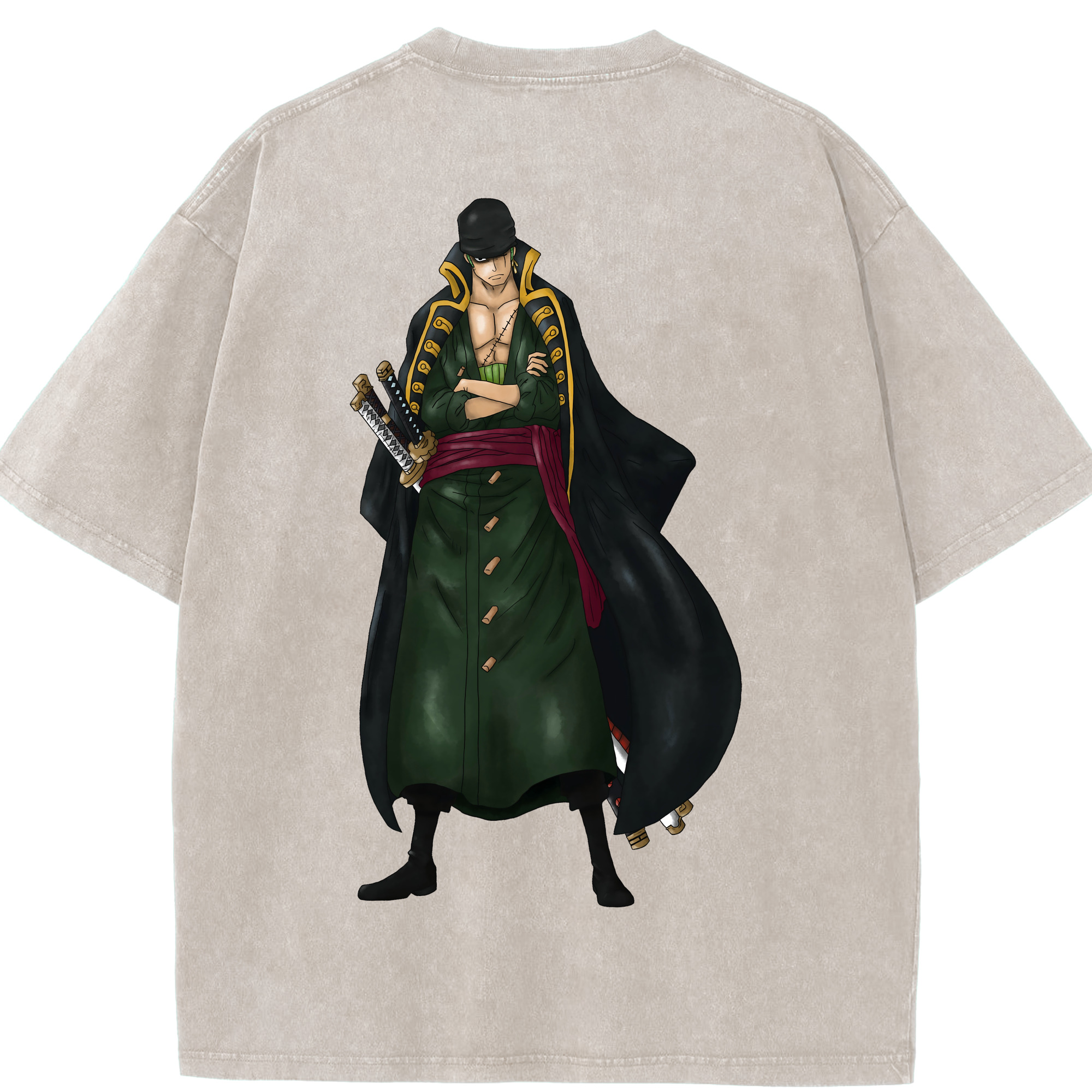 ワンピース ロロノア・ゾロ ONE PIECE Roronoa Zoro 綿100% ヴィンテージ風 半袖Tシャツ（背面プリント）