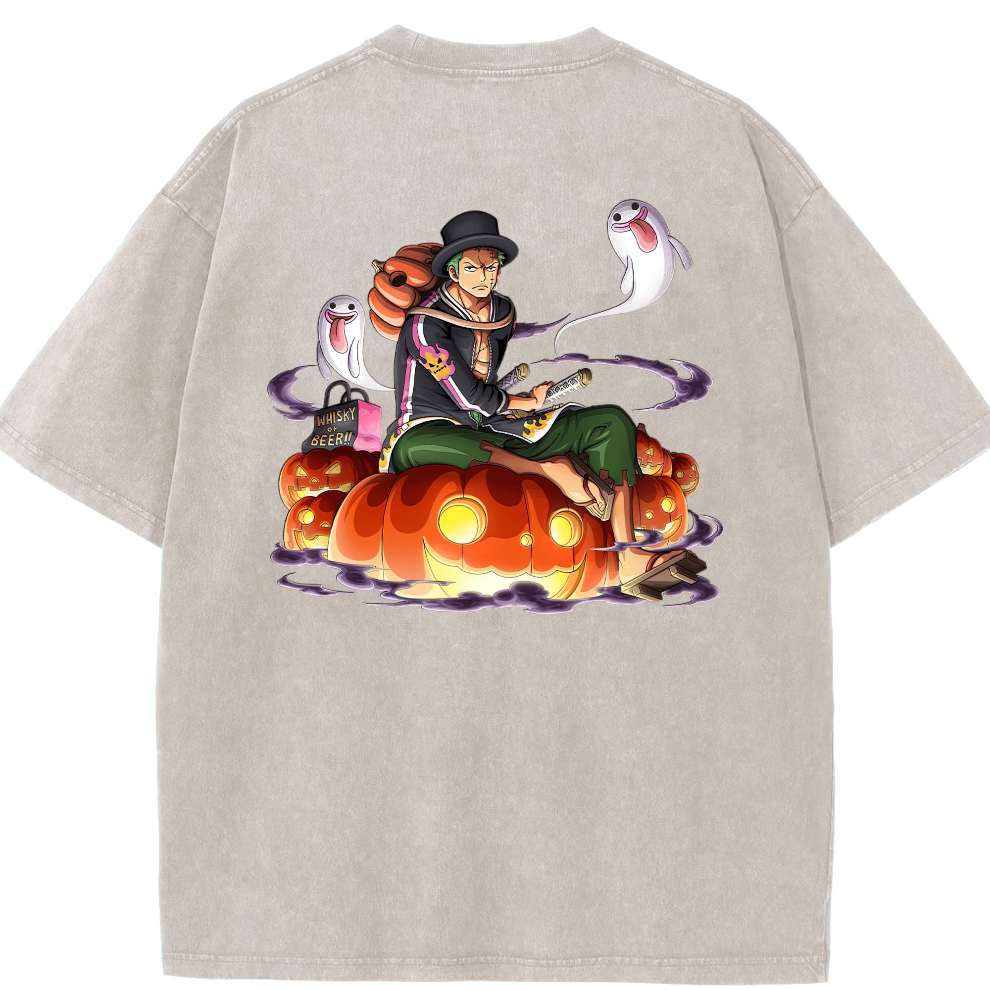 ワンピース ロロノア・ゾロ ONE PIECE Roronoa Zoro 綿100% ヴィンテージ風 半袖Tシャツ（背面プリント）