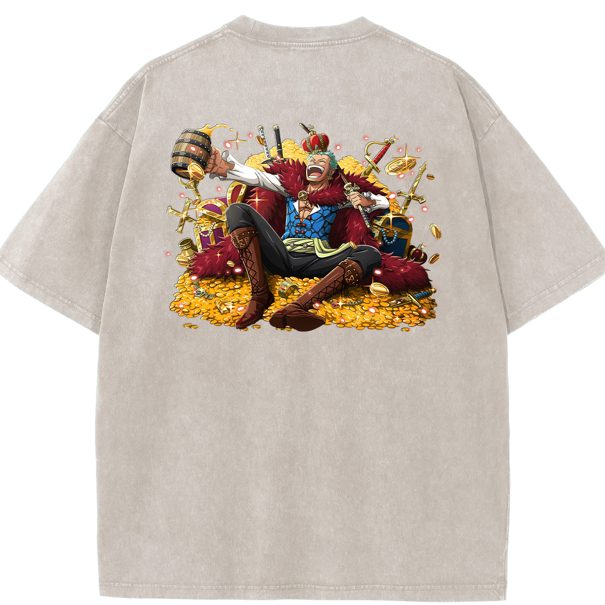 ワンピース ロロノア・ゾロ ONE PIECE Roronoa Zoro 綿100% ヴィンテージ風 半袖Tシャツ（背面プリント）