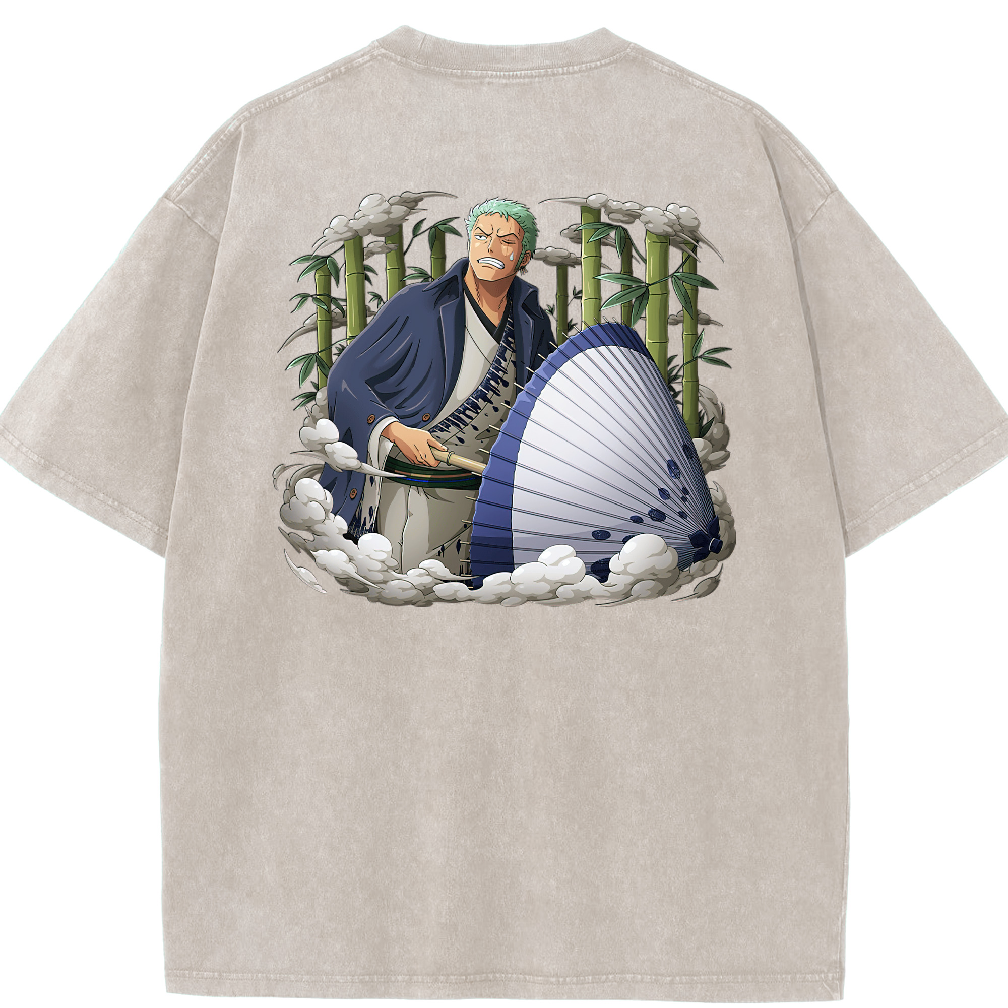 ワンピース ロロノア・ゾロ ONE PIECE Roronoa Zoro 綿100% ヴィンテージ風 半袖Tシャツ（背面プリント）