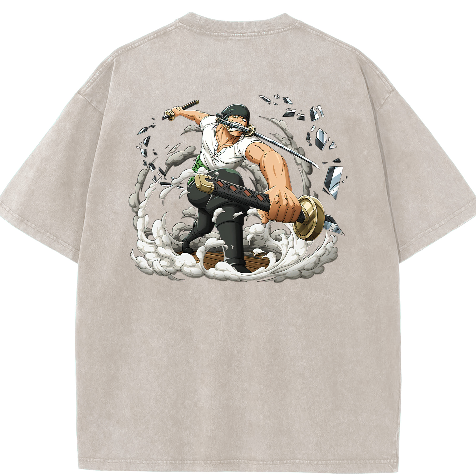 ワンピース ロロノア・ゾロ ONE PIECE Roronoa Zoro 綿100% ヴィンテージ風 半袖Tシャツ（背面プリント）