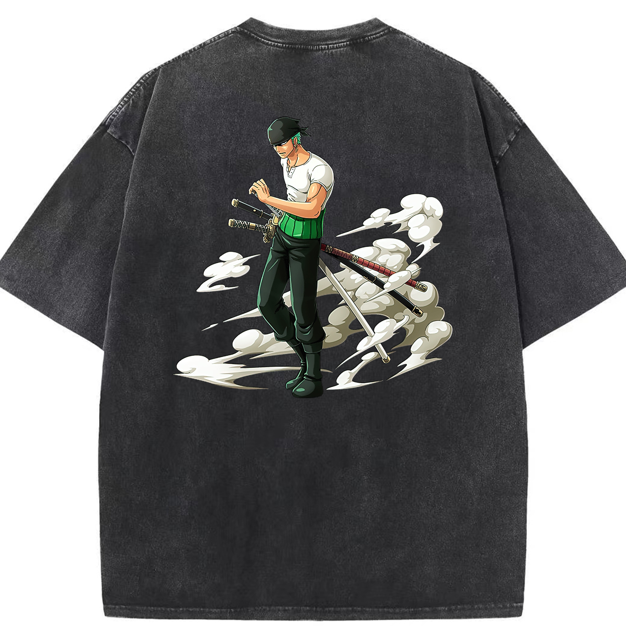 ワンピース ロロノア・ゾロ ONE PIECE Roronoa Zoro 綿100% ヴィンテージ風 半袖Tシャツ（背面プリント）