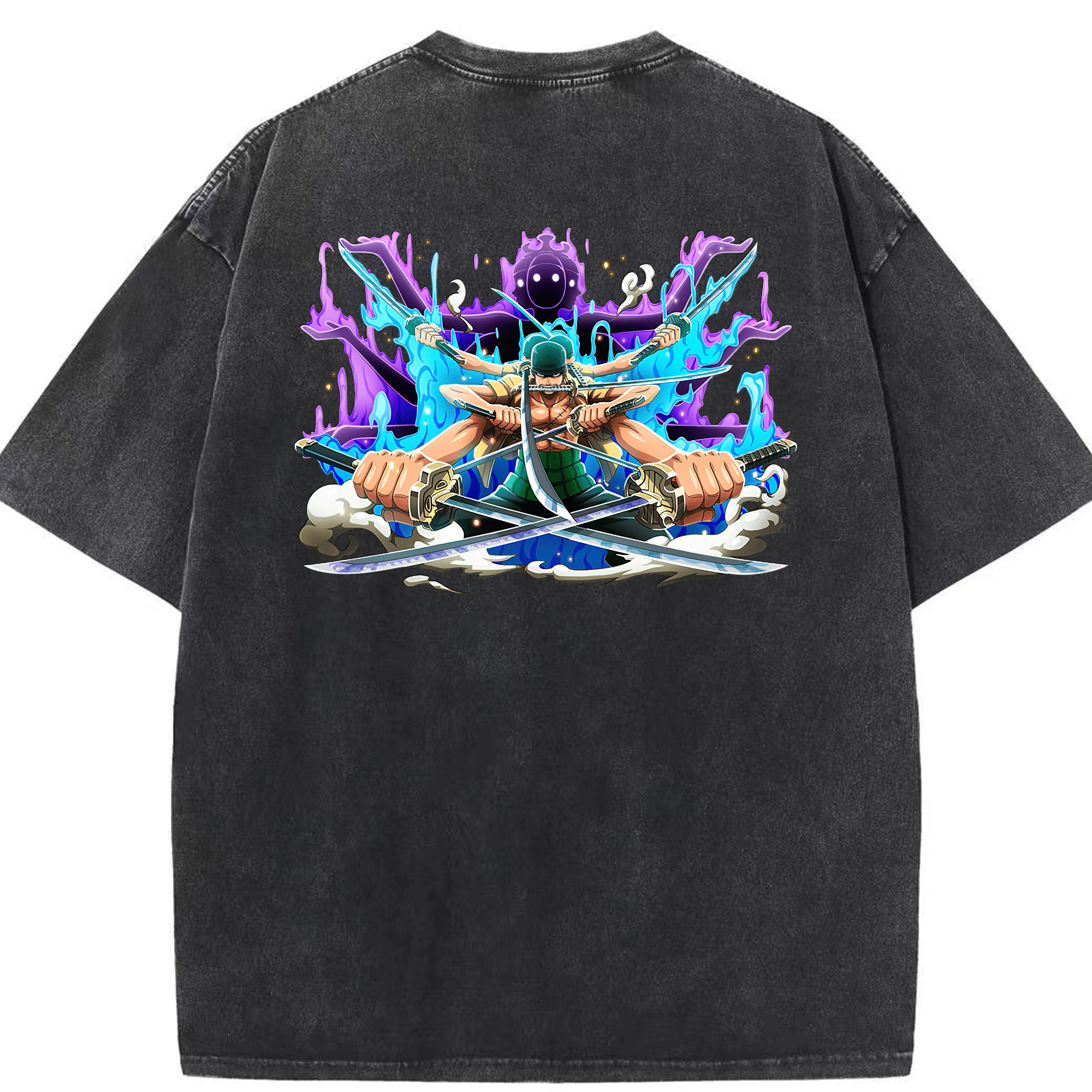 ワンピース ロロノア・ゾロ ONE PIECE Roronoa Zoro 綿100% ヴィンテージ風 半袖Tシャツ（背面プリント）