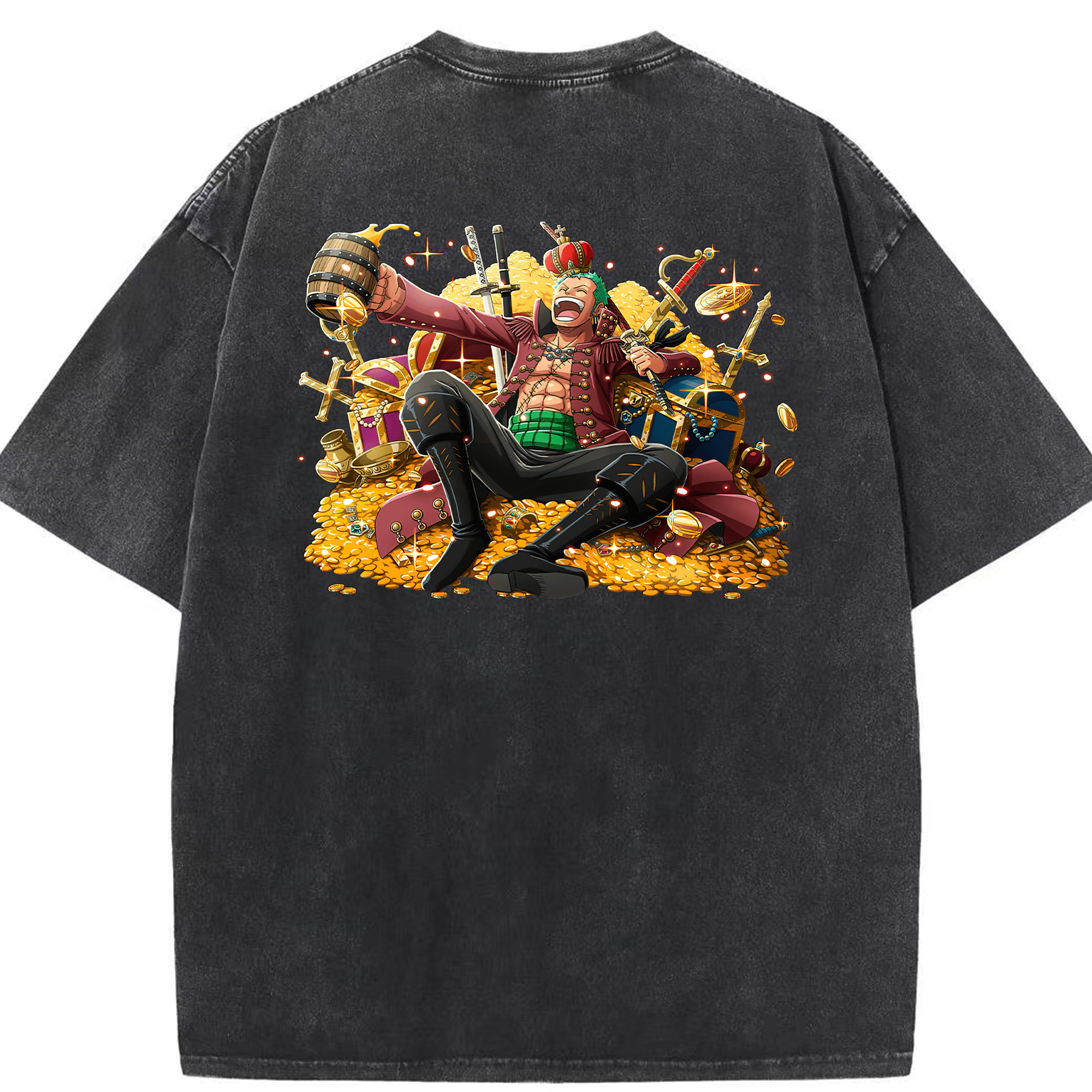 ワンピース ロロノア・ゾロ ONE PIECE Roronoa Zoro 綿100% ヴィンテージ風 半袖Tシャツ（背面プリント）