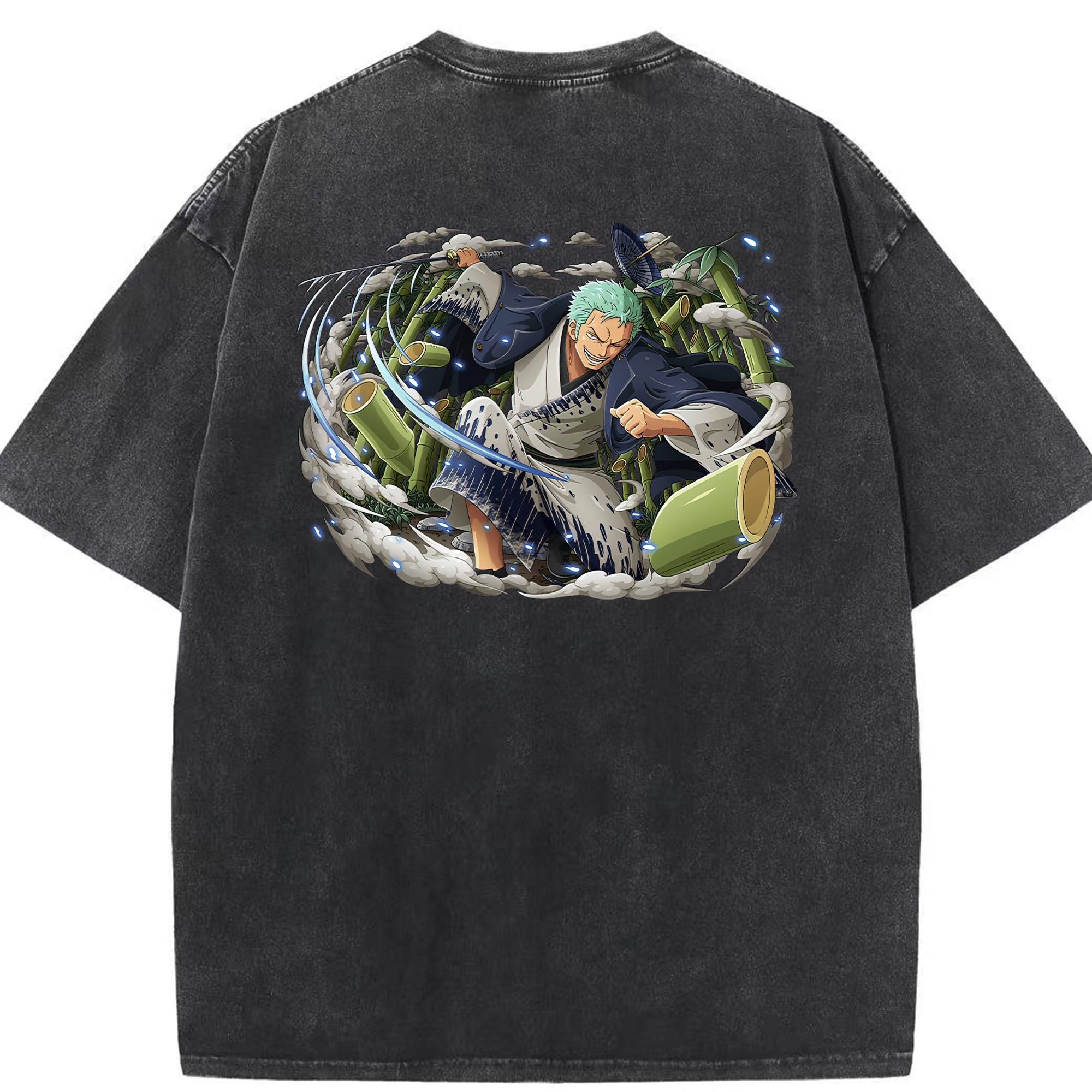 ワンピース ロロノア・ゾロ ONE PIECE Roronoa Zoro 綿100% ヴィンテージ風 半袖Tシャツ（背面プリント）