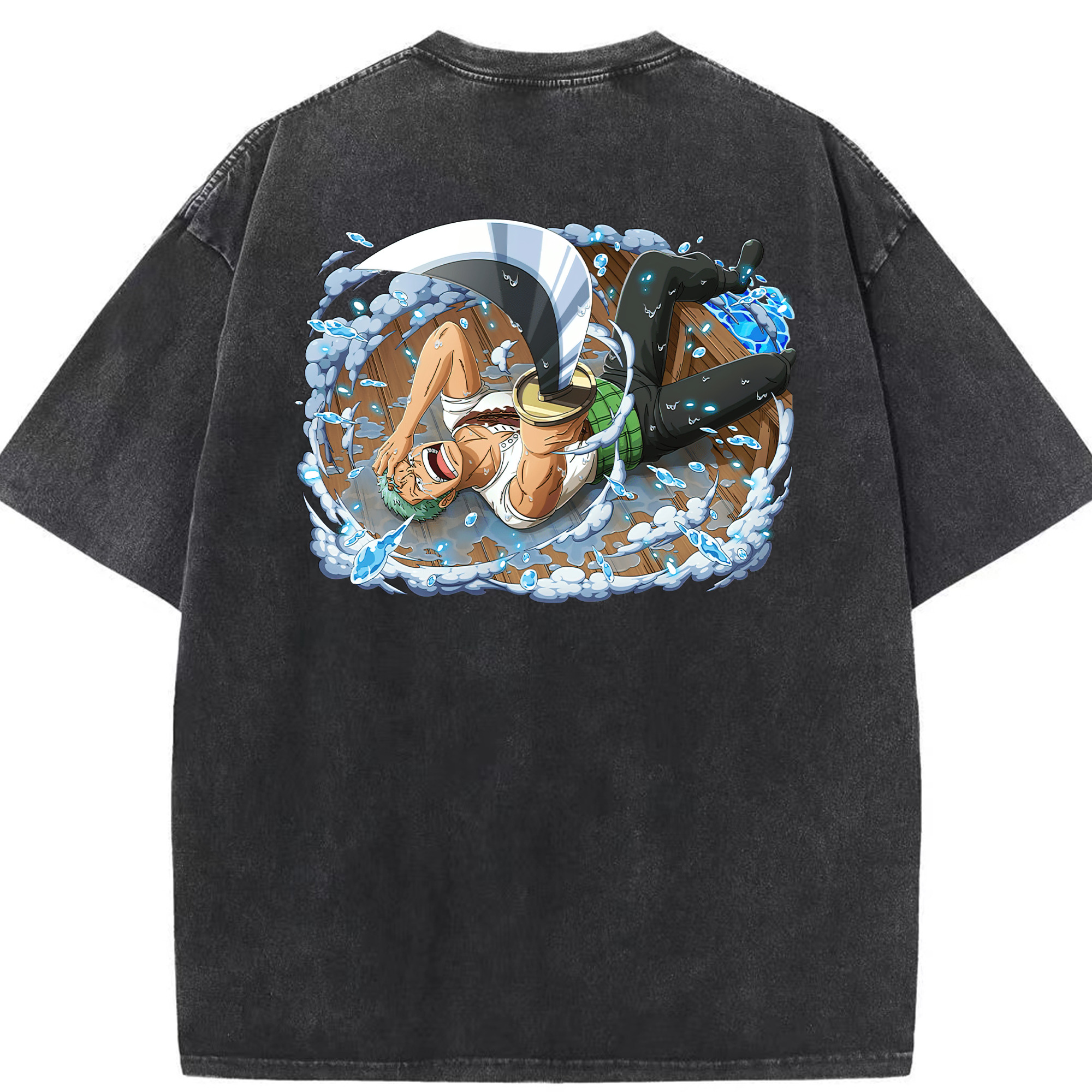 ワンピース ロロノア・ゾロ ONE PIECE Roronoa Zoro 綿100% ヴィンテージ風 半袖Tシャツ（背面プリント）