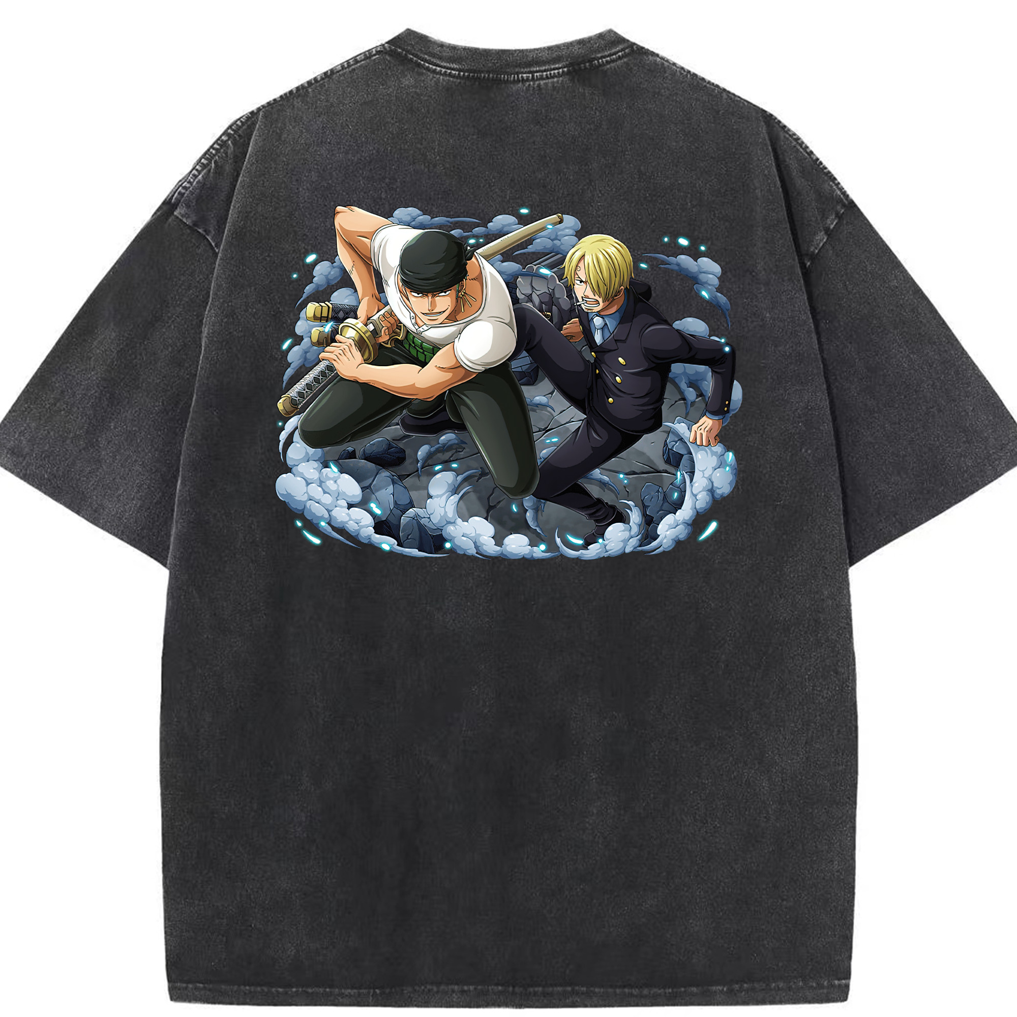 ワンピース ロロノア・ゾロ ONE PIECE Roronoa Zoro 綿100% ヴィンテージ風 半袖Tシャツ（背面プリント）