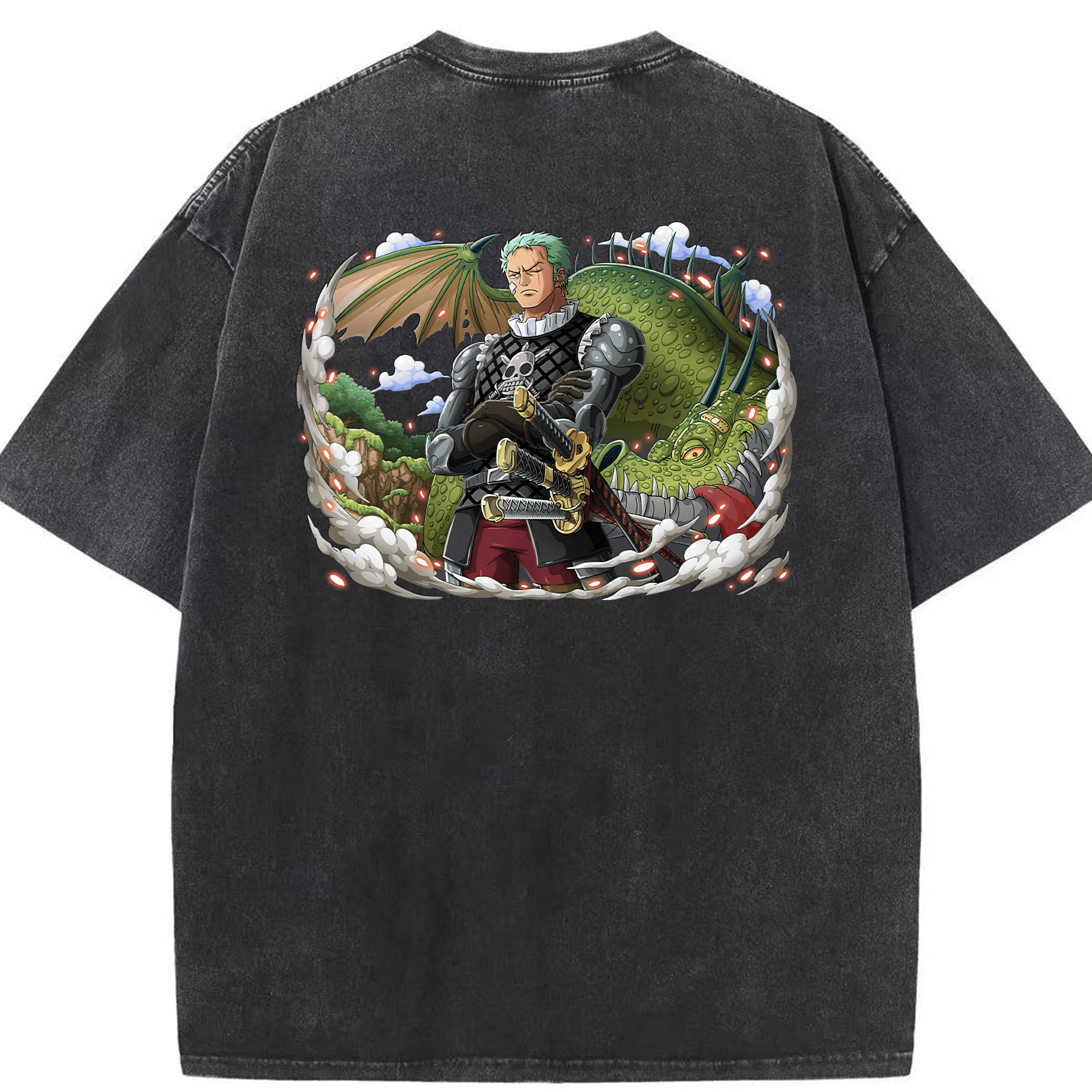 ワンピース ロロノア・ゾロ ONE PIECE Roronoa Zoro 綿100% ヴィンテージ風 半袖Tシャツ（背面プリント）