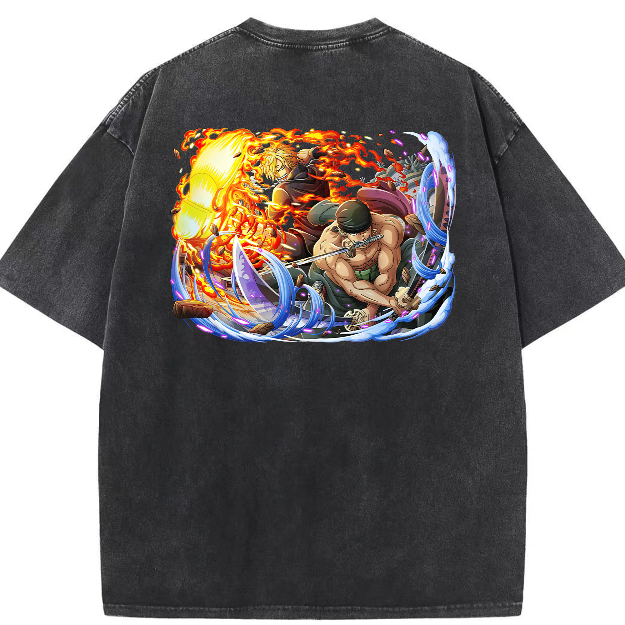 ワンピース ロロノア・ゾロ ONE PIECE Roronoa Zoro 綿100% ヴィンテージ風 半袖Tシャツ（背面プリント）